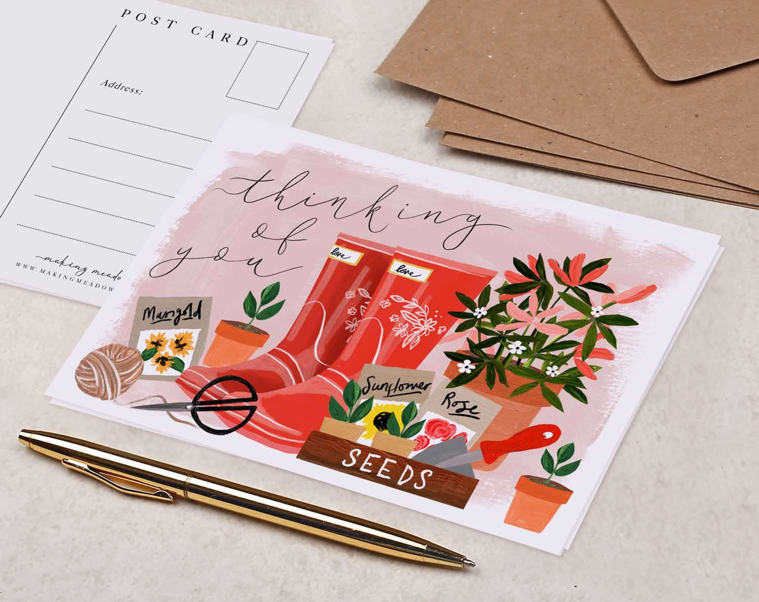 Gardening Thinking of You Postcard. Post Cards designed by Making Meadows