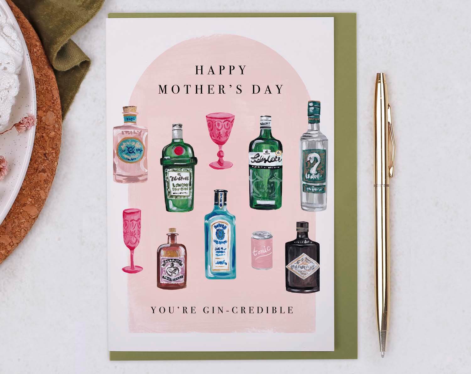 Gin Mother's Day Card. Greeting & Note Cards designed by Making Meadows