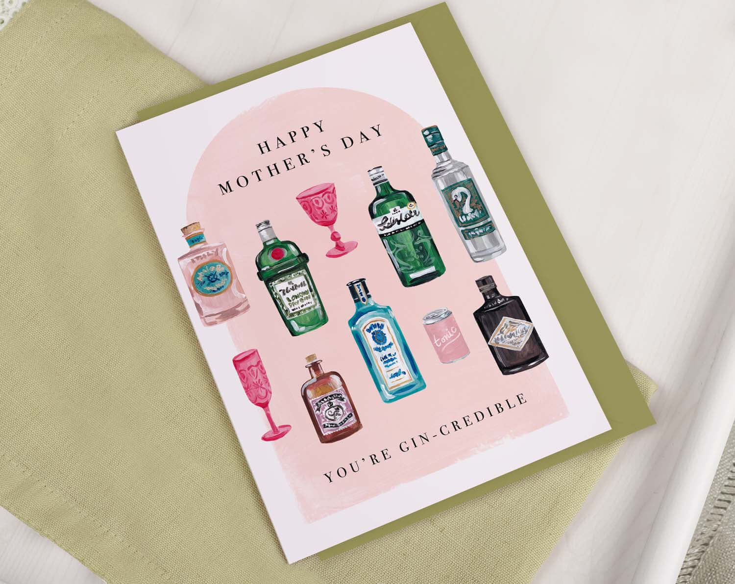 Gin Mother's Day Card. Greeting & Note Cards designed by Making Meadows