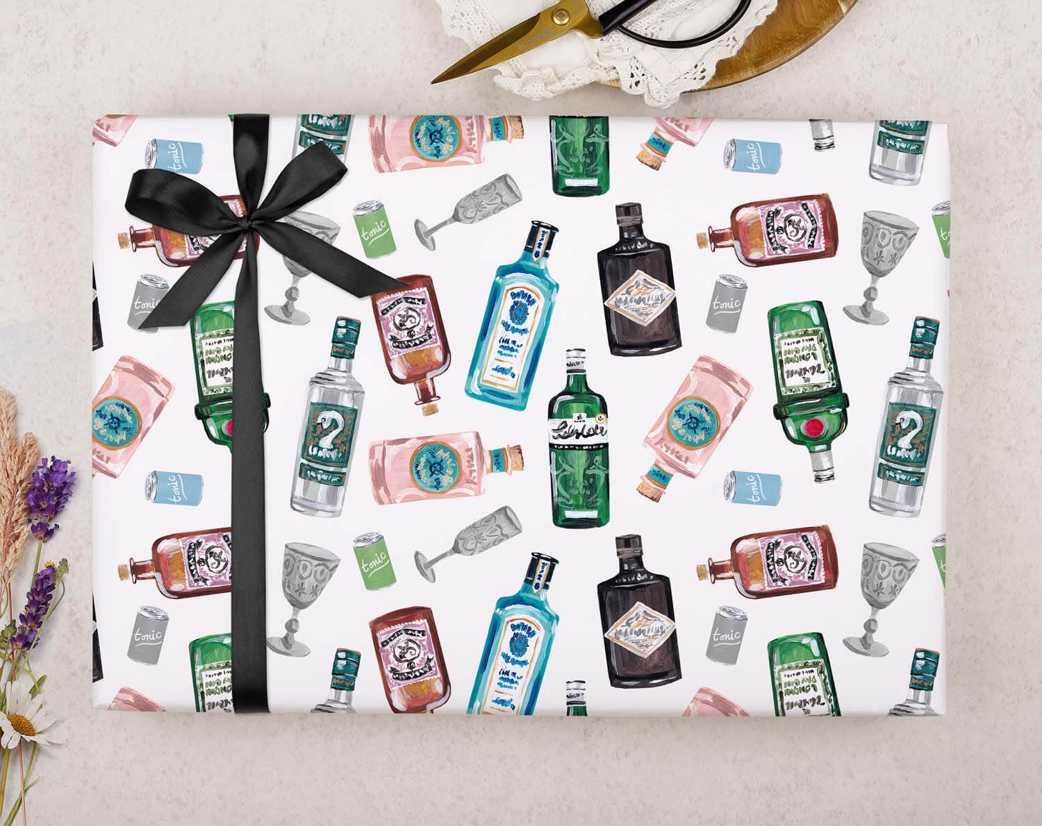 Gin Wrapping Paper. Wrapping Paper designed by Making Meadows