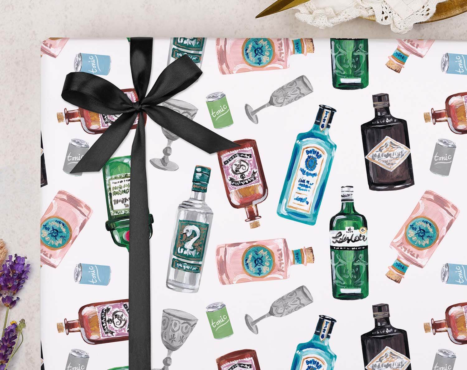 Gin Wrapping Paper. Wrapping Paper designed by Making Meadows