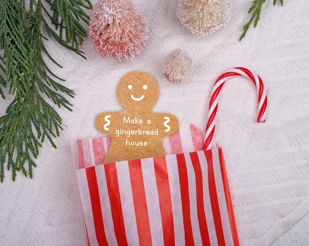 Gingerbread Activity Cards featuring instructions to make a gingerbread house for the advent calendar.