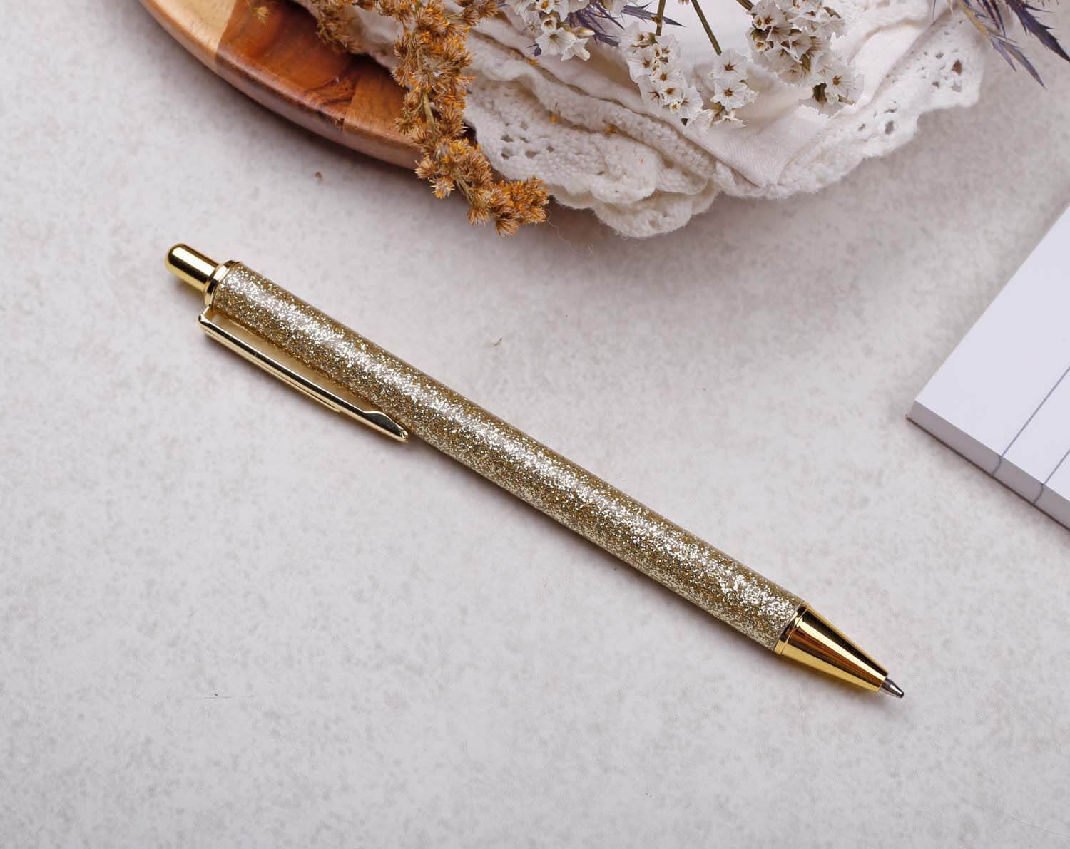 Gold Glitter Ballpoint Pen. Pens designed by Making Meadows