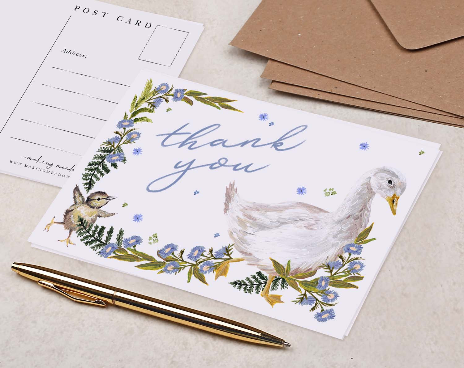 Goose Thank You Postcard. Post Cards designed by Making Meadows