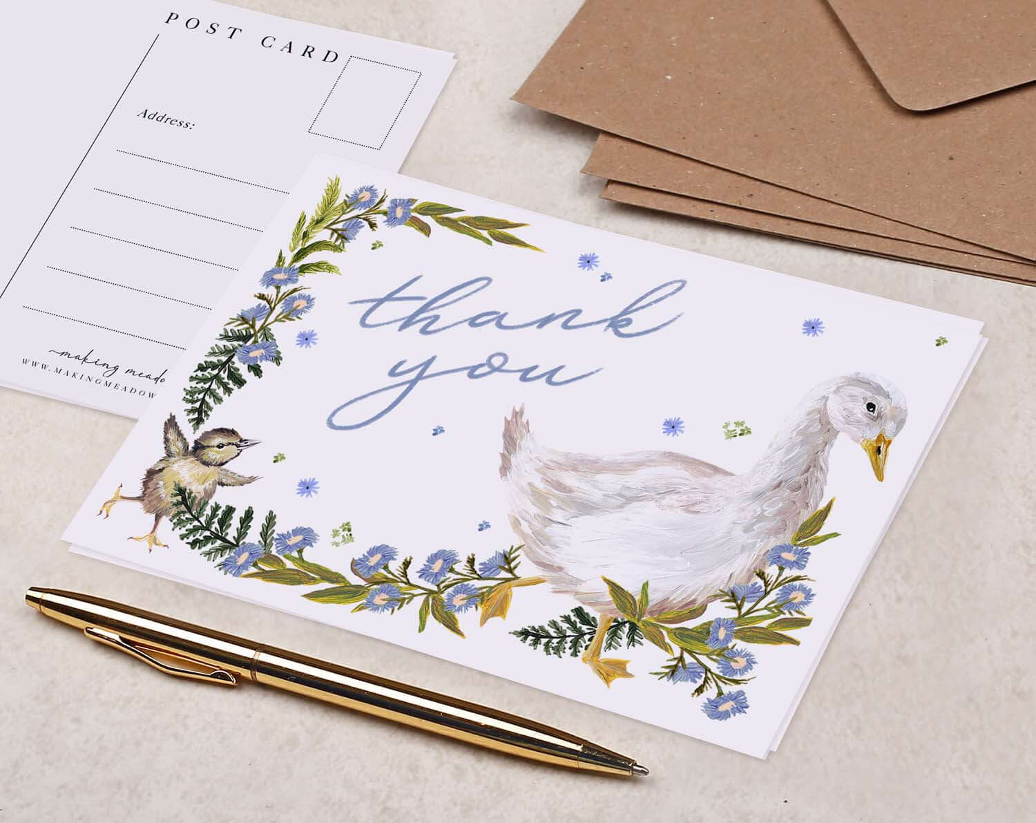 Goose Thank You Postcard. Post Cards designed by Making Meadows
