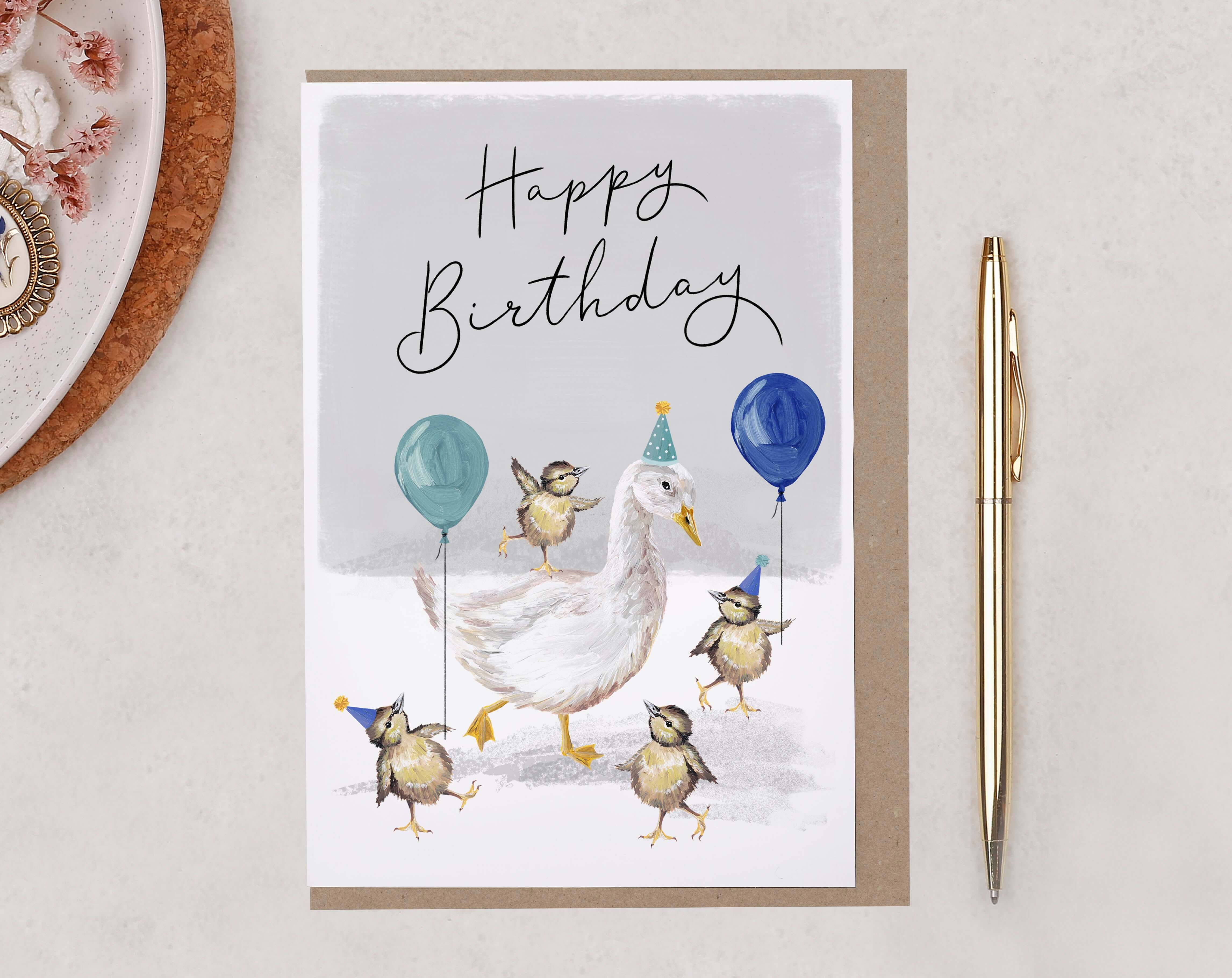 Grey Goose Happy Birthday Card. Greeting & Note Cards designed by Making Meadows
