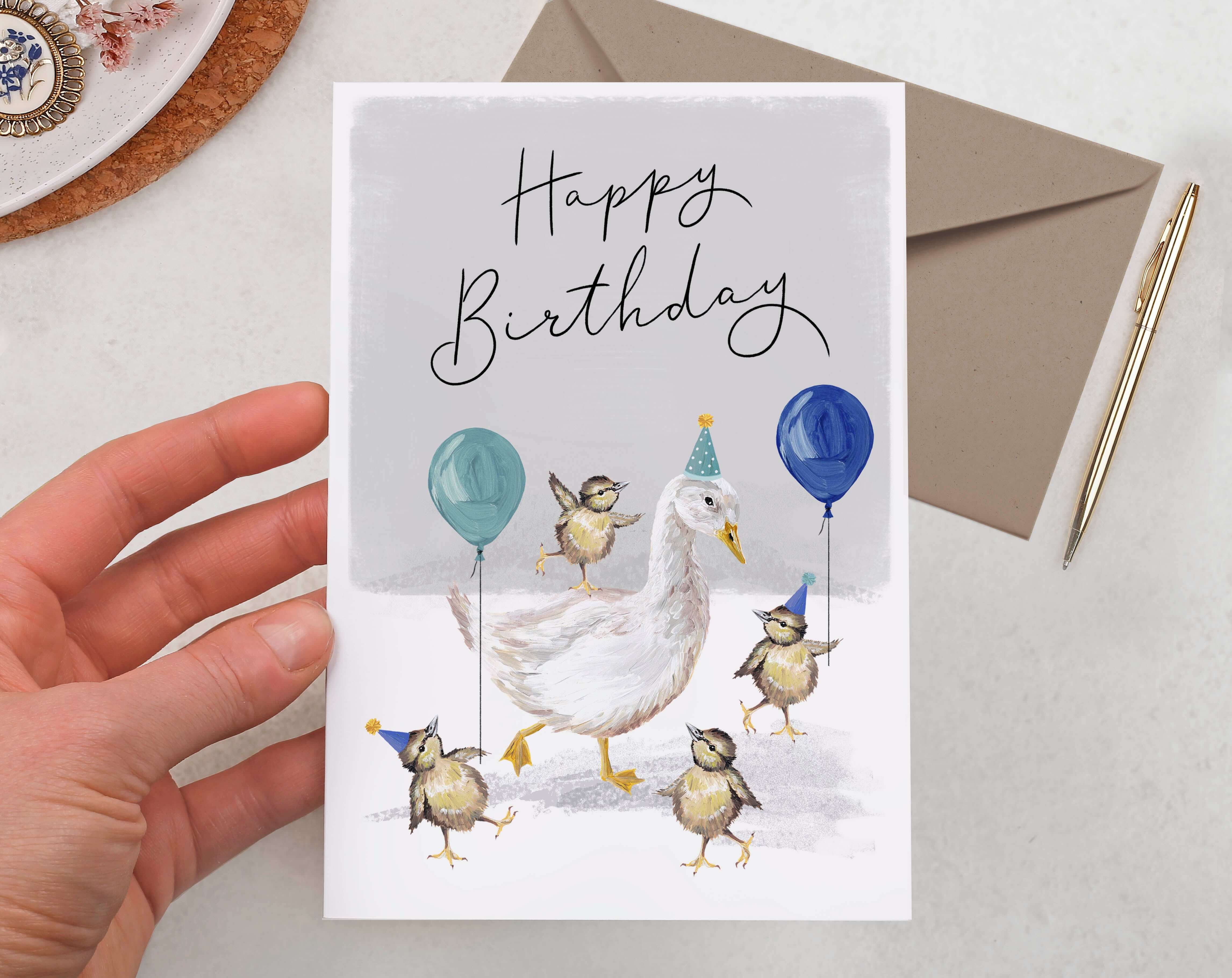 Grey Goose Happy Birthday Card. Greeting & Note Cards designed by Making Meadows