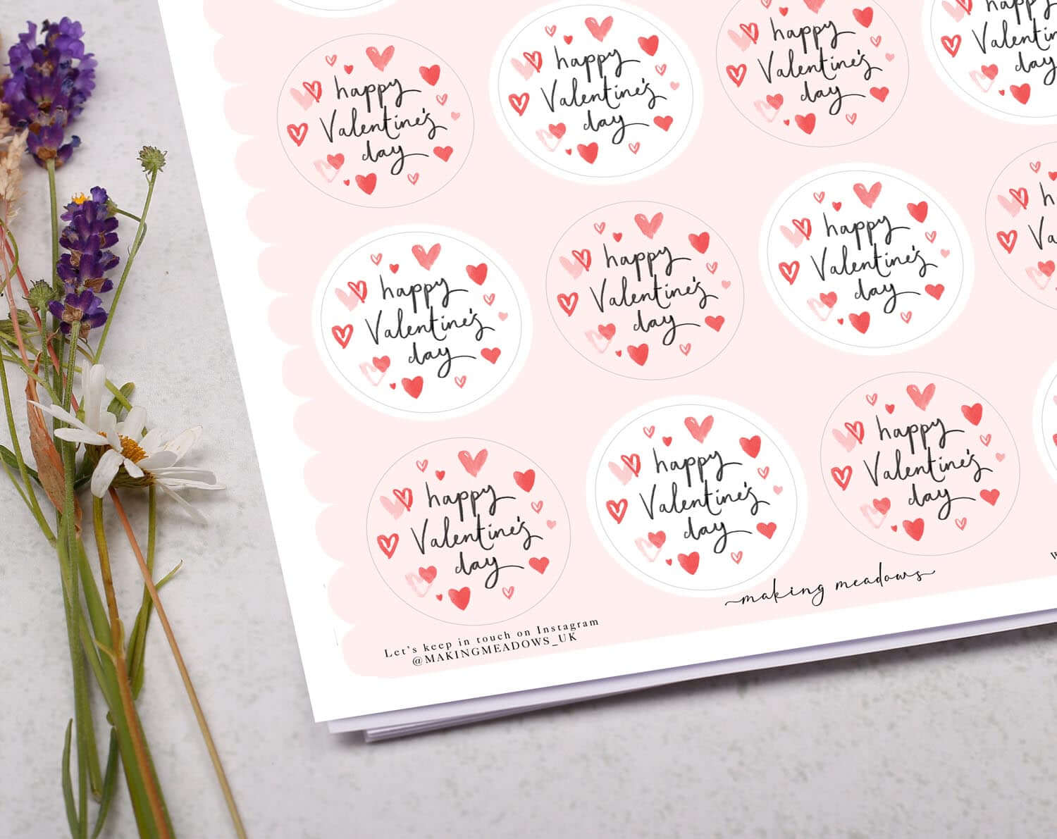 Happy Valentine's Day Sticker Sheet. Decorative Stickers designed by Making Meadows