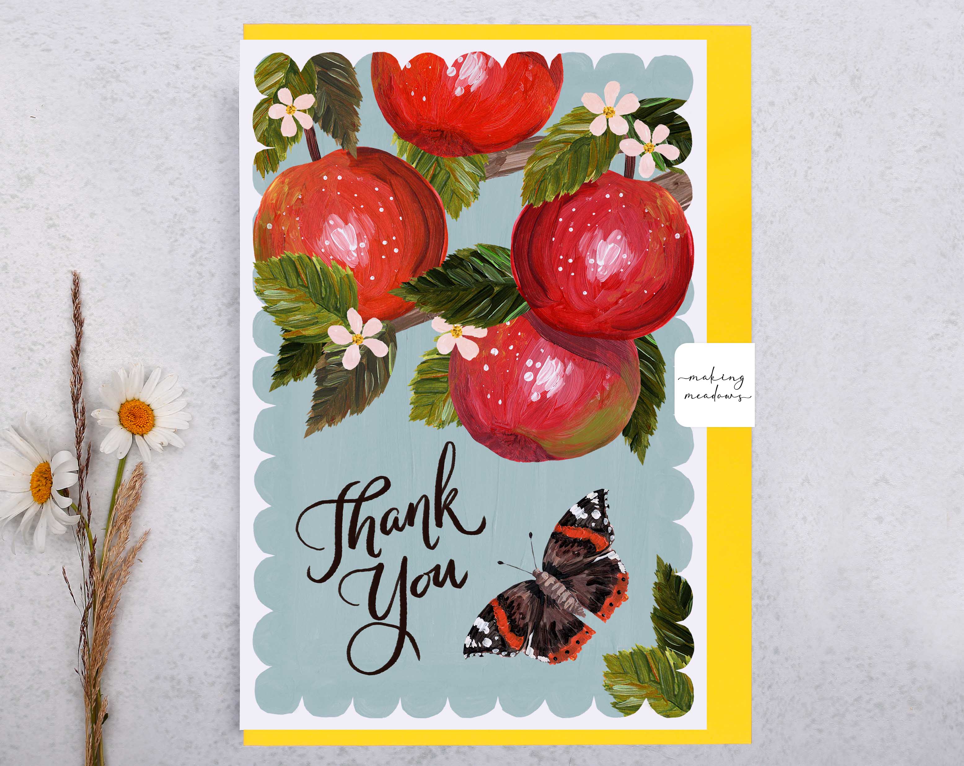 Hedgerow Butterfly Thank You Card. Greeting & Note Cards designed by Making Meadows