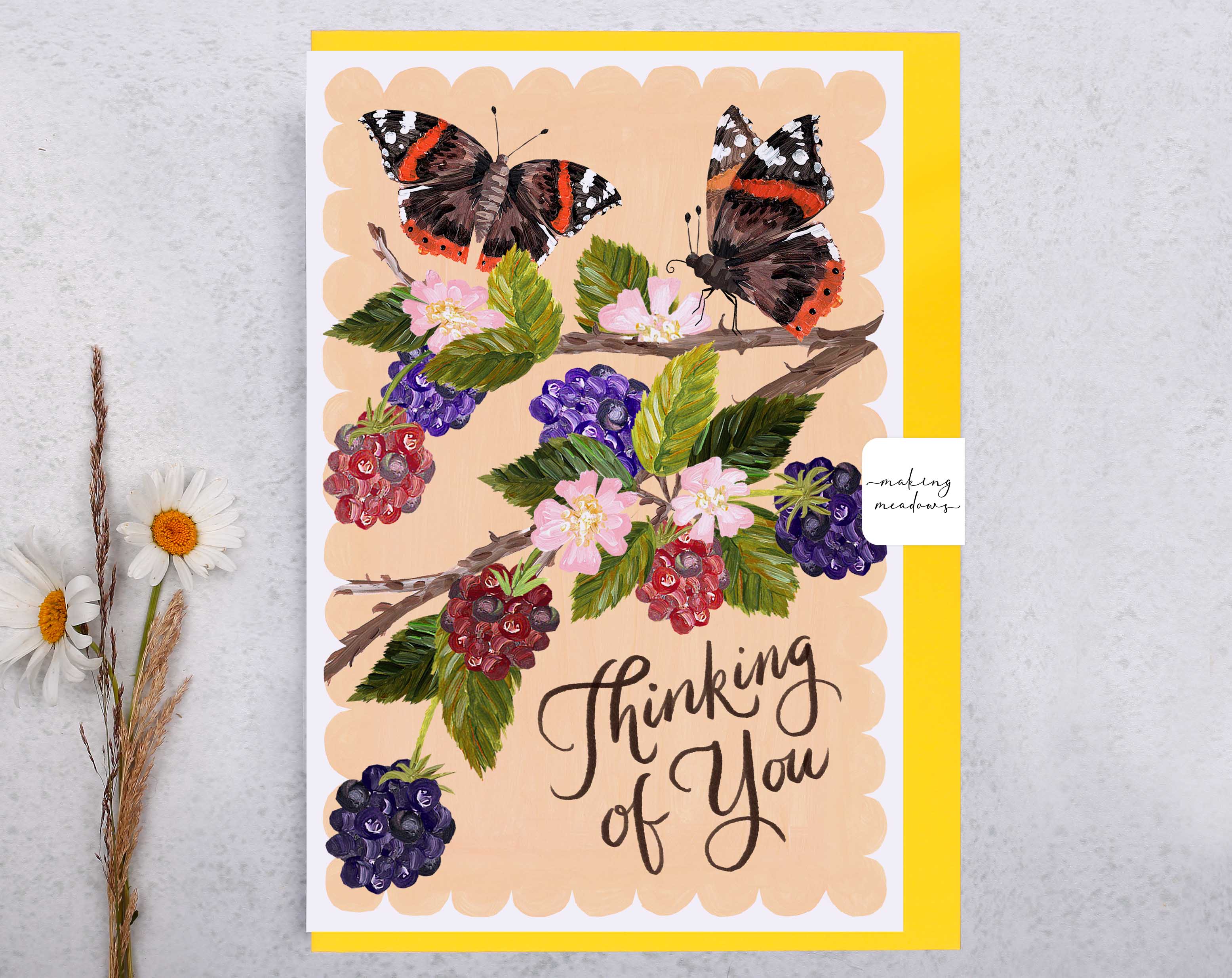 Hedgerow Butterfly Thinking Of You Card. Greeting & Note Cards designed by Making Meadows