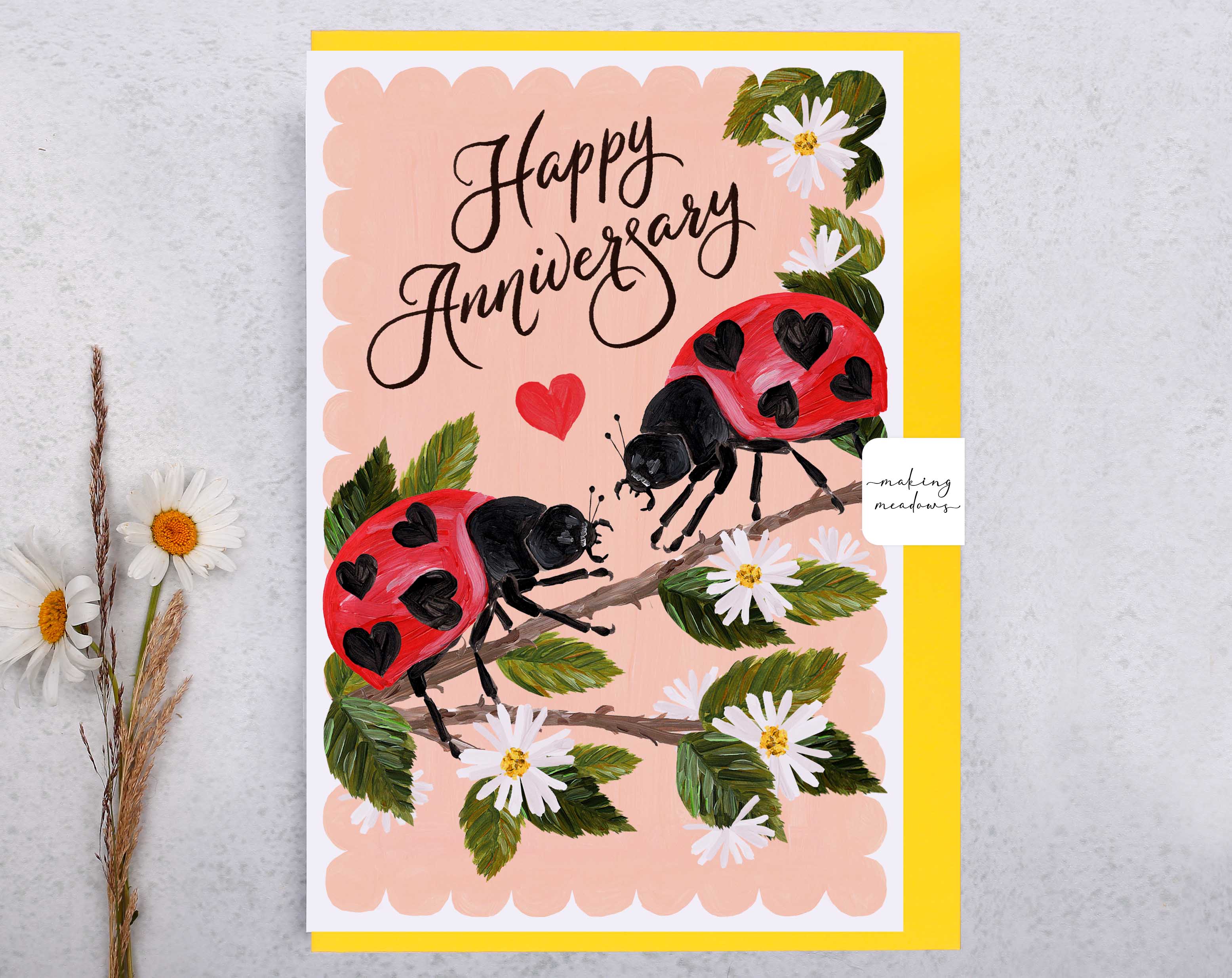 Hedgerow Ladybird Happy Anniversary Card. Greeting & Note Cards designed by Making Meadows