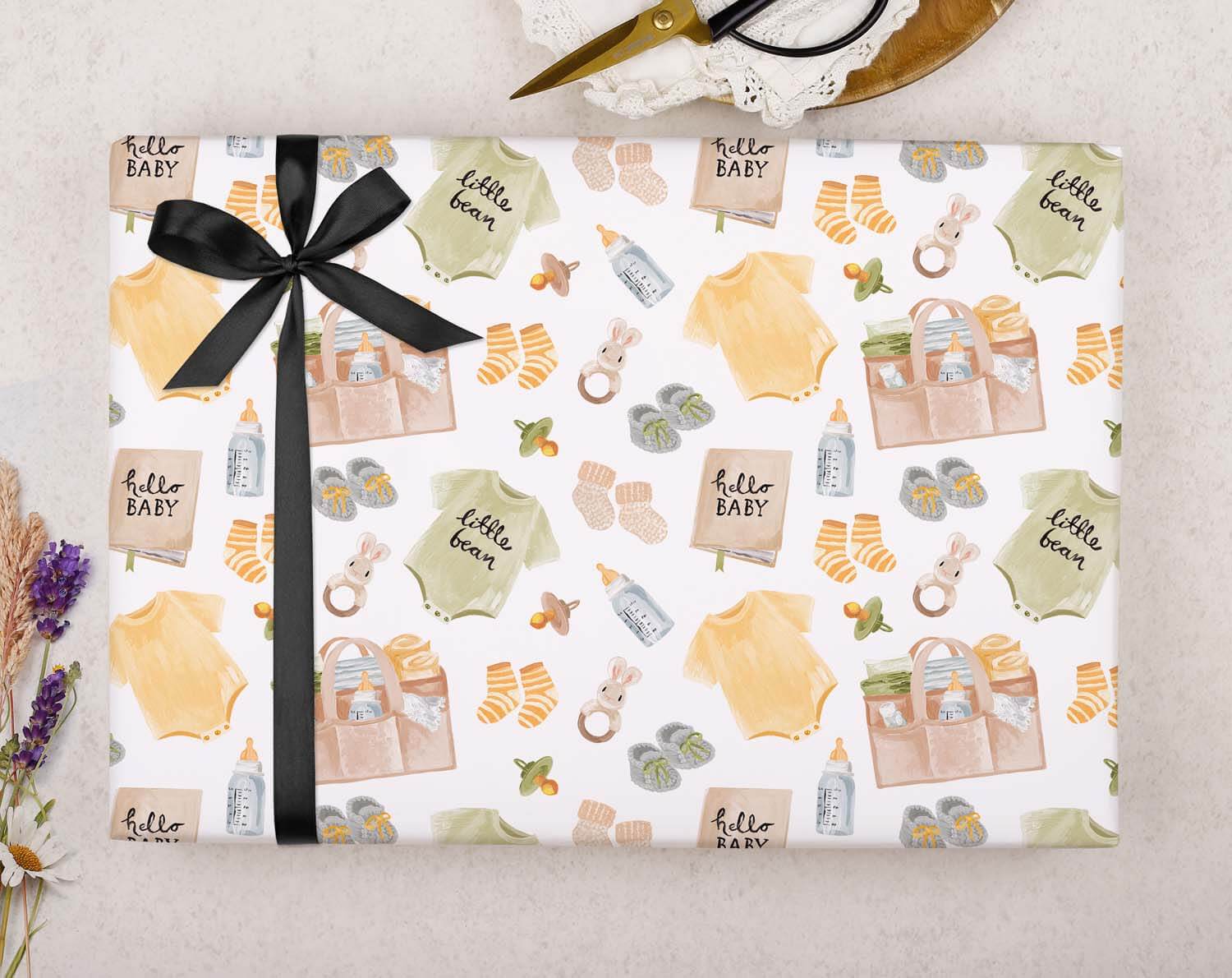 Hello Baby Wrapping Paper. Wrapping Paper designed by Making Meadows