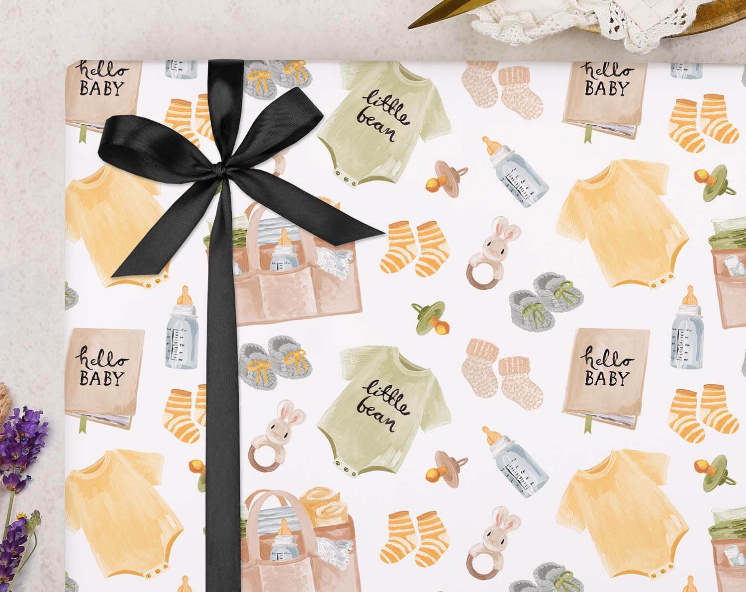 Hello Baby Wrapping Paper. Wrapping Paper designed by Making Meadows