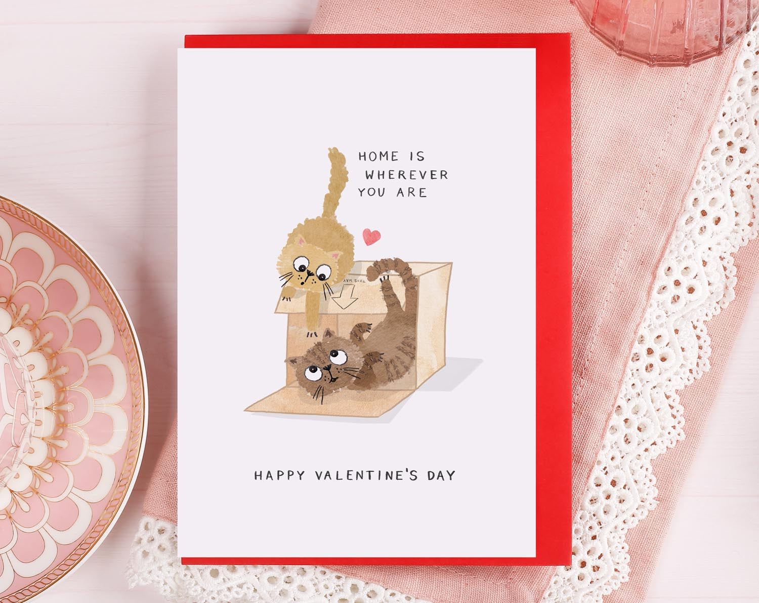 Home Is Where You Are Cat Valentine Card. Greeting & Note Cards designed by Making Meadows
