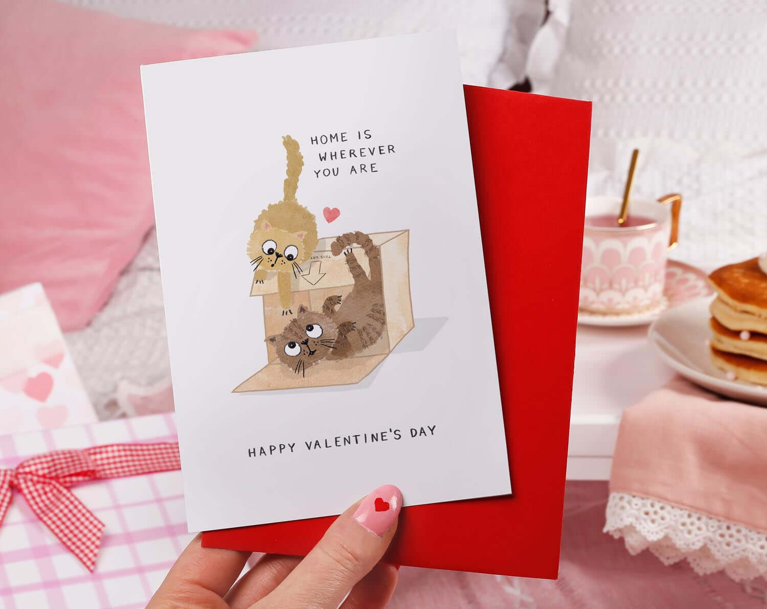 Home Is Where You Are Cat Valentine Card. Greeting & Note Cards designed by Making Meadows