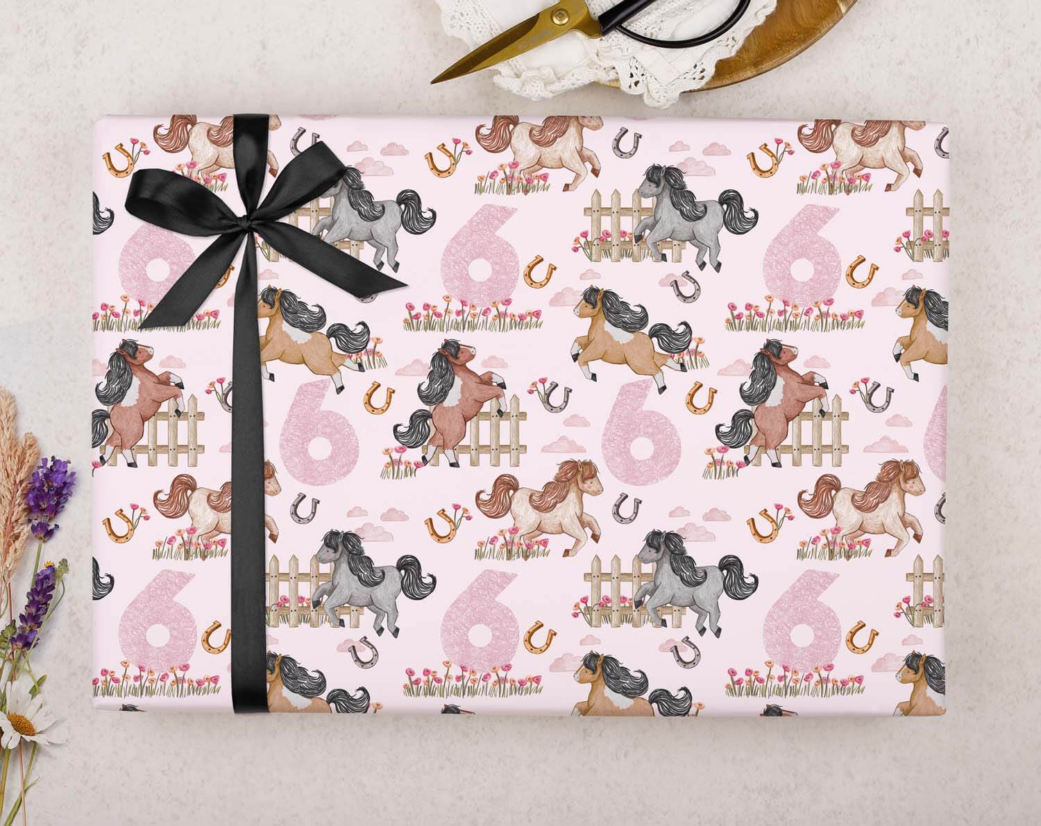 Horse 6th Birthday Wrapping Paper