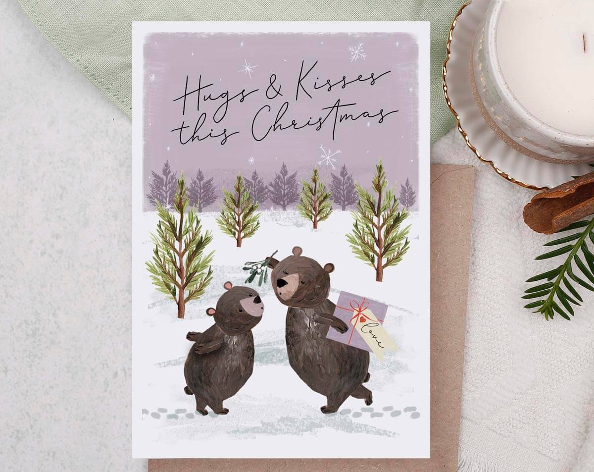 Hugs & Kisses This Christmas Card. Greeting & Note Cards designed by Making Meadows