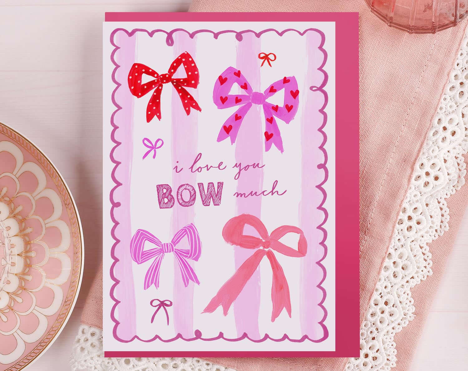 I Love You Bow Much Valentine Card. Greeting & Note Cards designed by Making Meadows