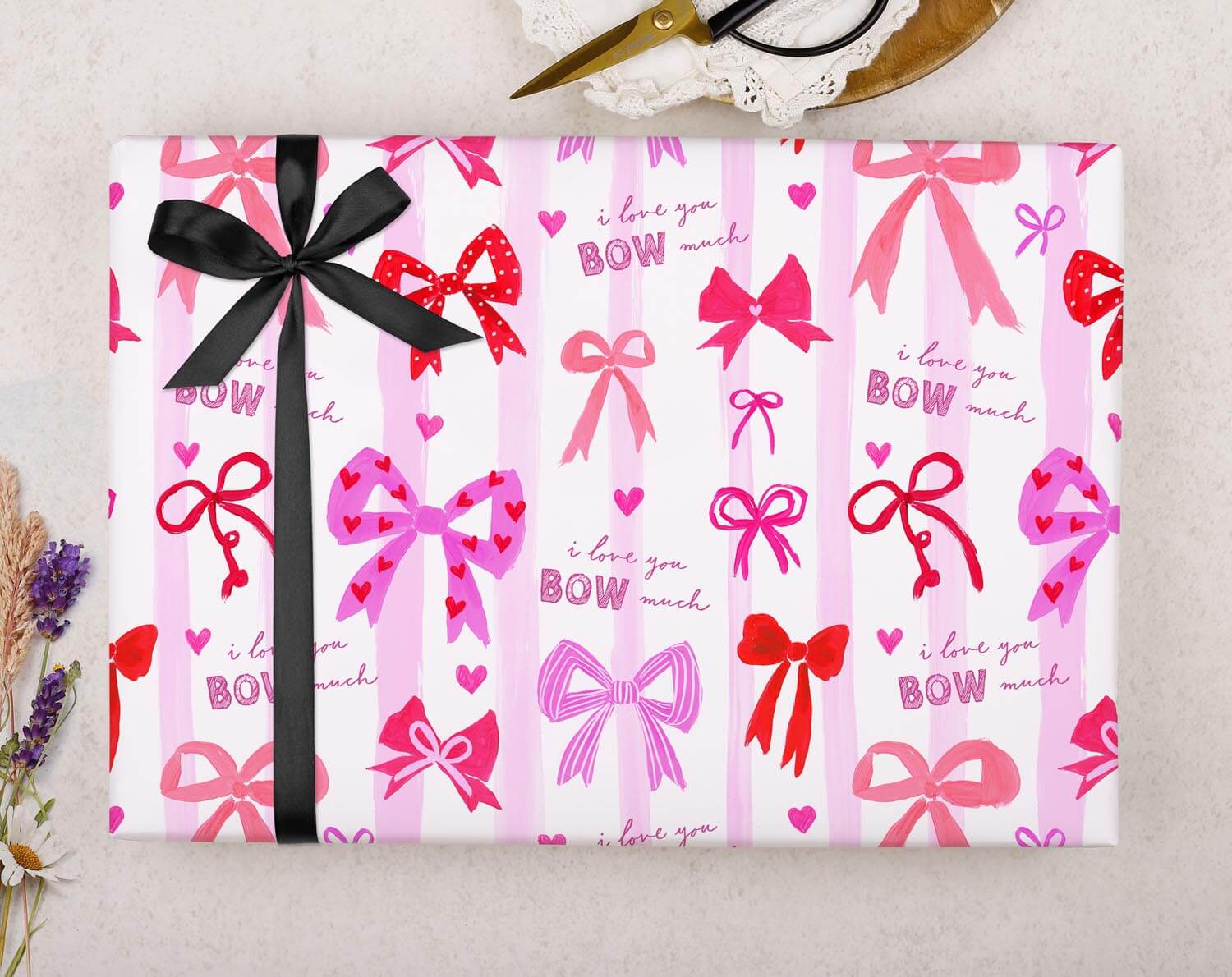 I Love You Bow Much Wrapping Paper. Wrapping Paper designed by Making Meadows