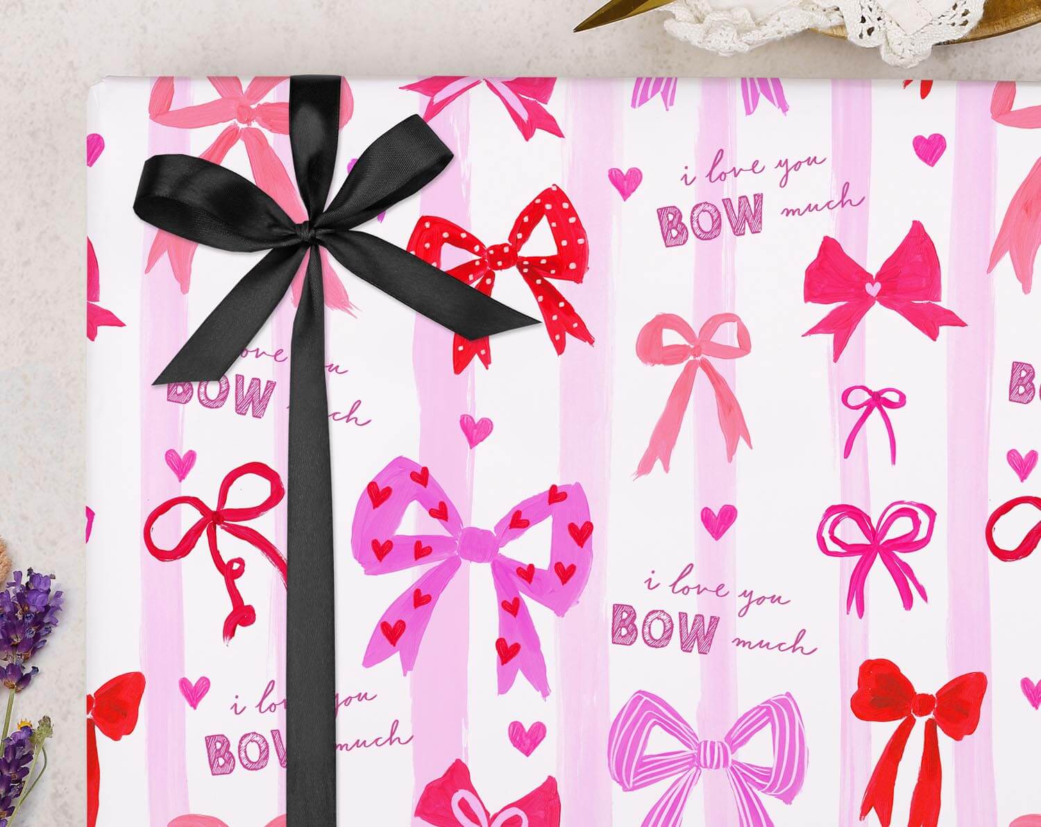 I Love You Bow Much Wrapping Paper. Wrapping Paper designed by Making Meadows