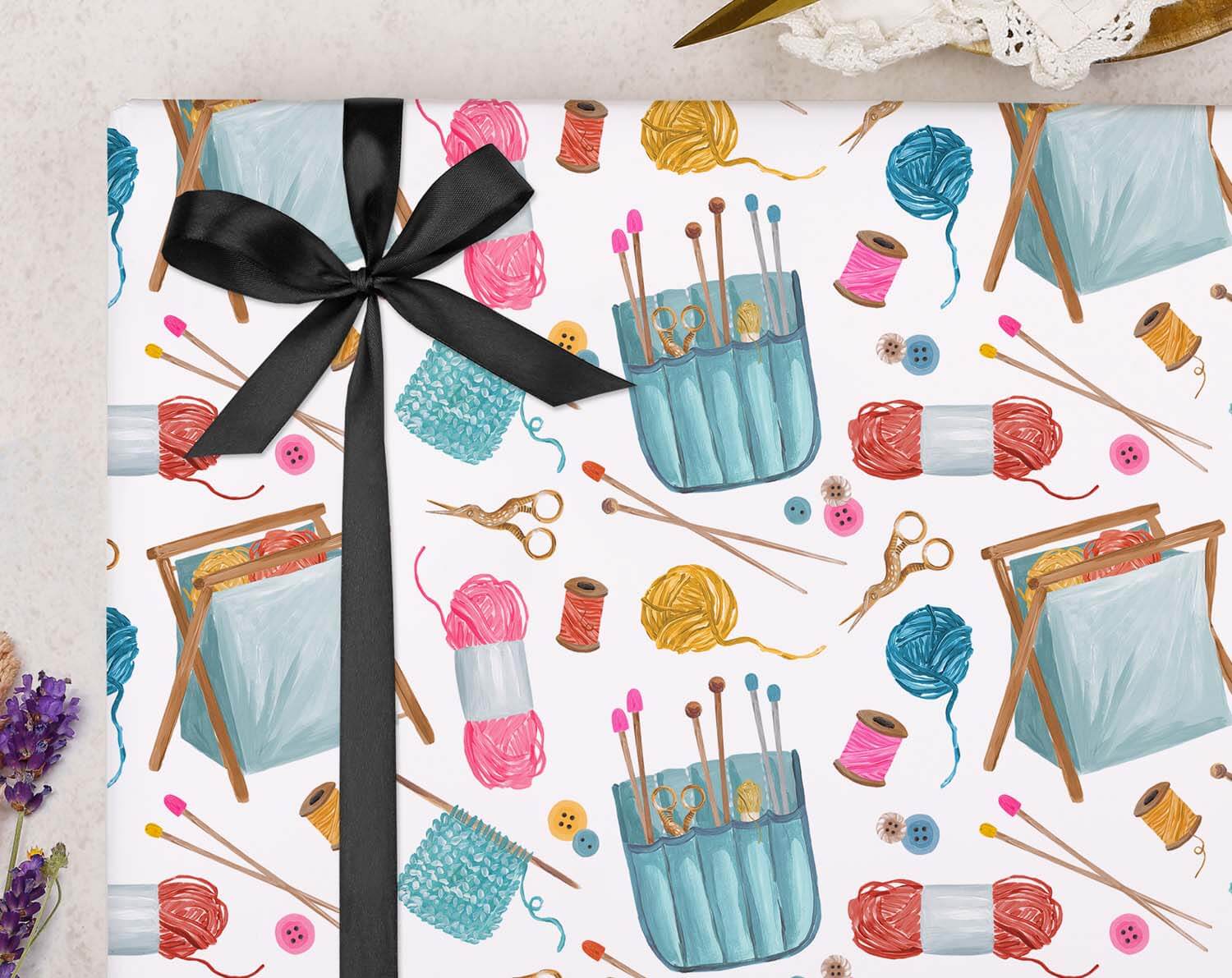 Knitting Wrapping Paper. Wrapping Paper designed by Making Meadows