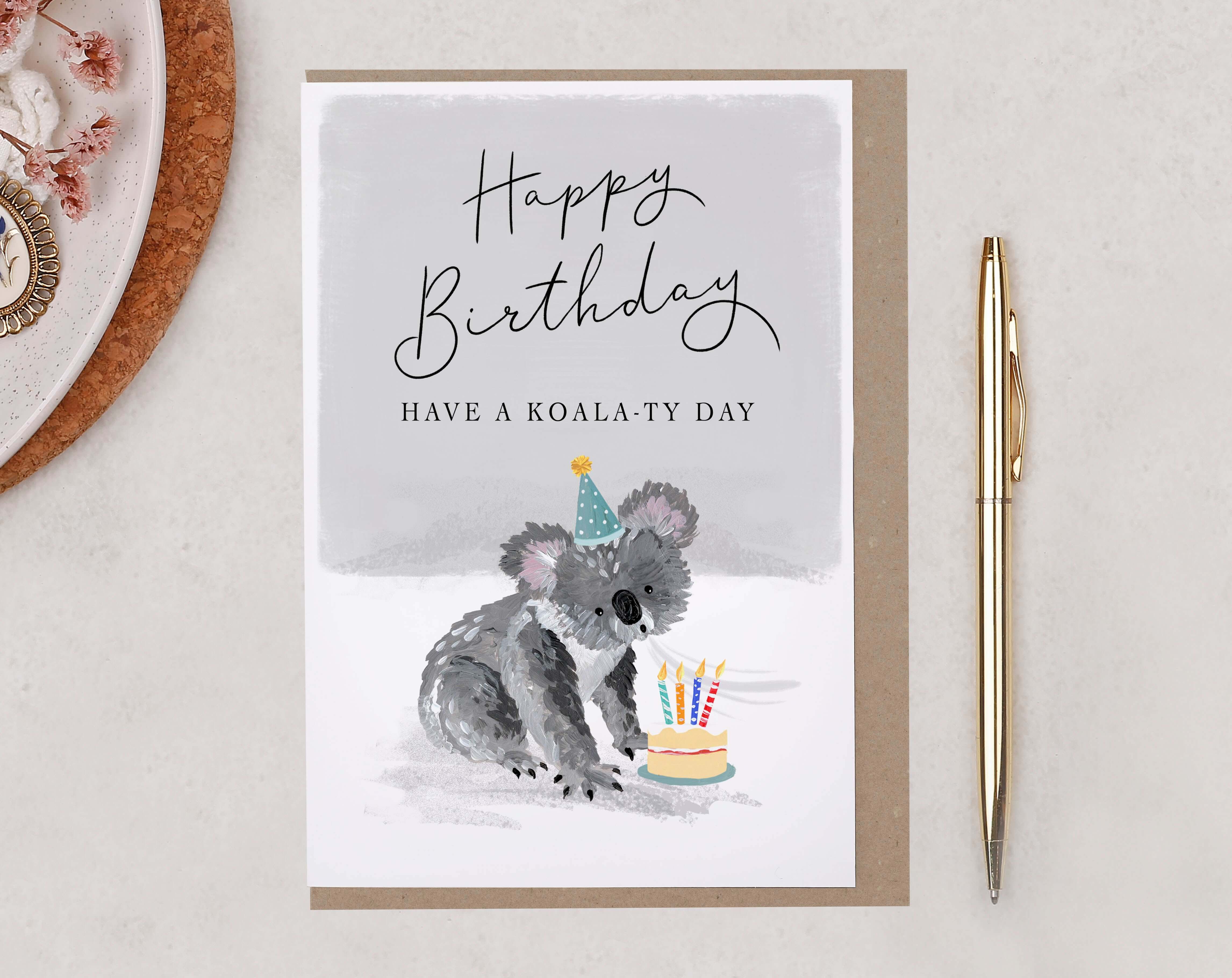 Koala Happy Birthday Card. Greeting & Note Cards designed by Making Meadows