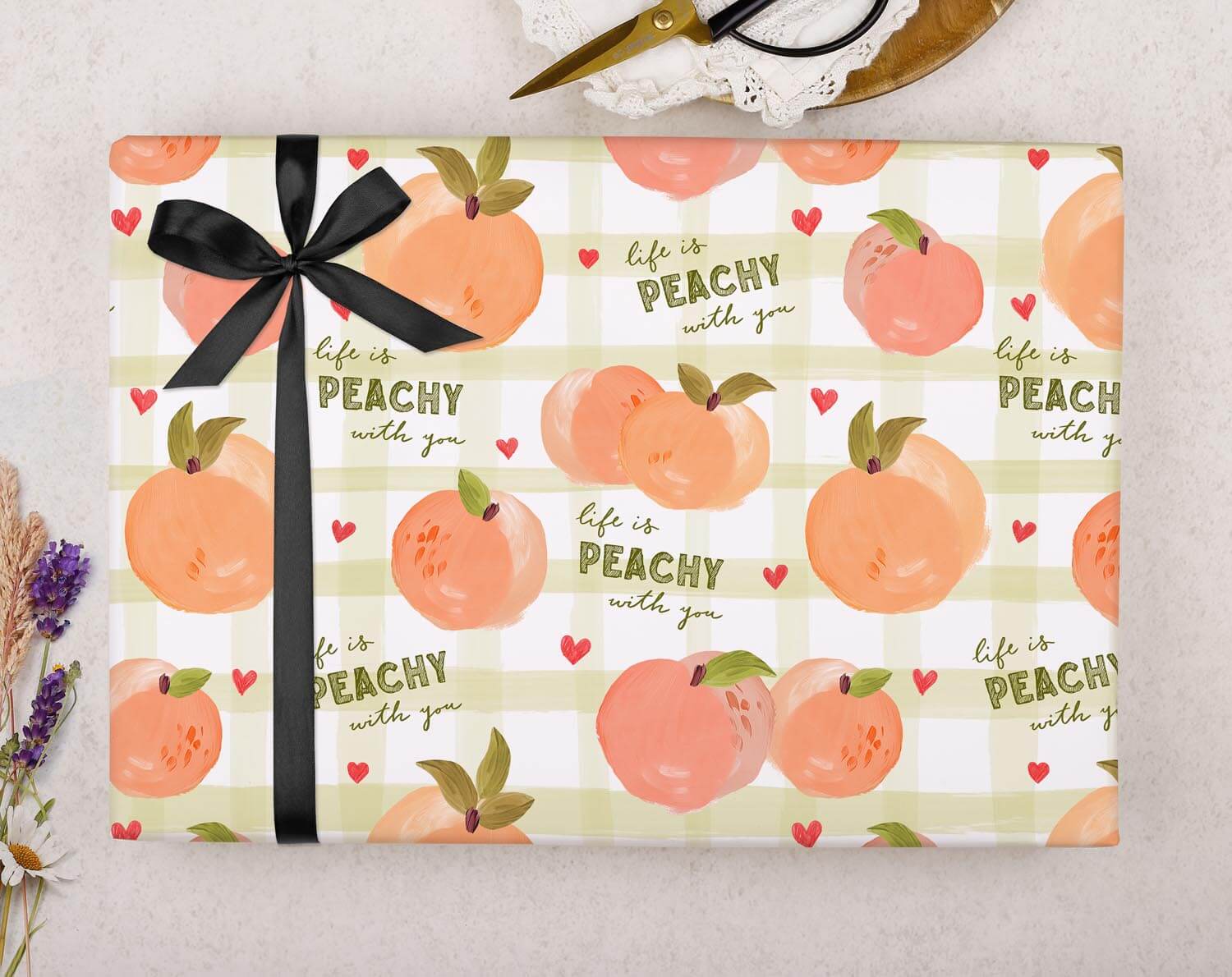 Life Is Peachy With You Wrapping Paper. Wrapping Paper designed by Making Meadows