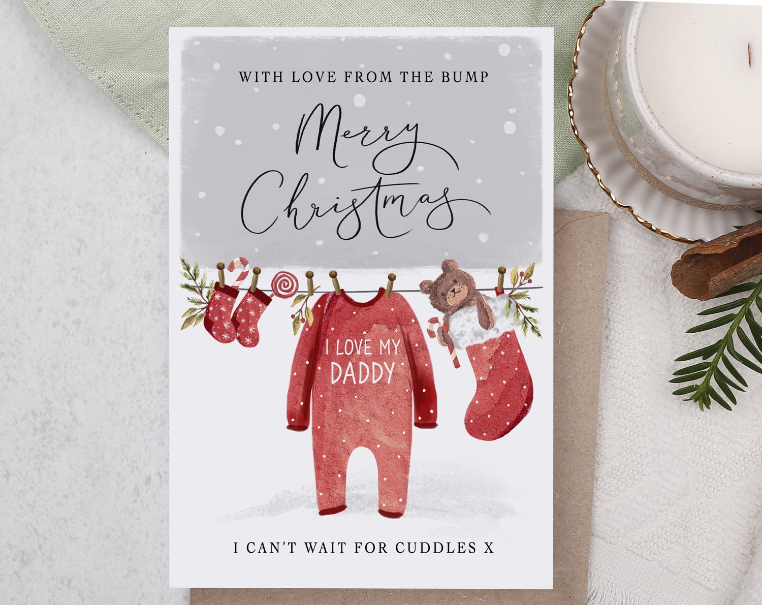 Love From The Bump Daddy Christmas Card. Greeting & Note Cards designed by Making Meadows