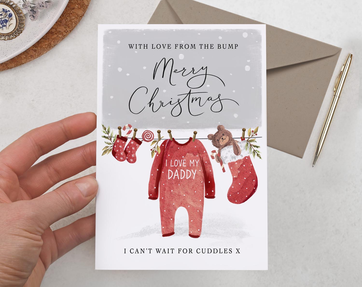 Love From The Bump Daddy Christmas Card. Greeting & Note Cards designed by Making Meadows