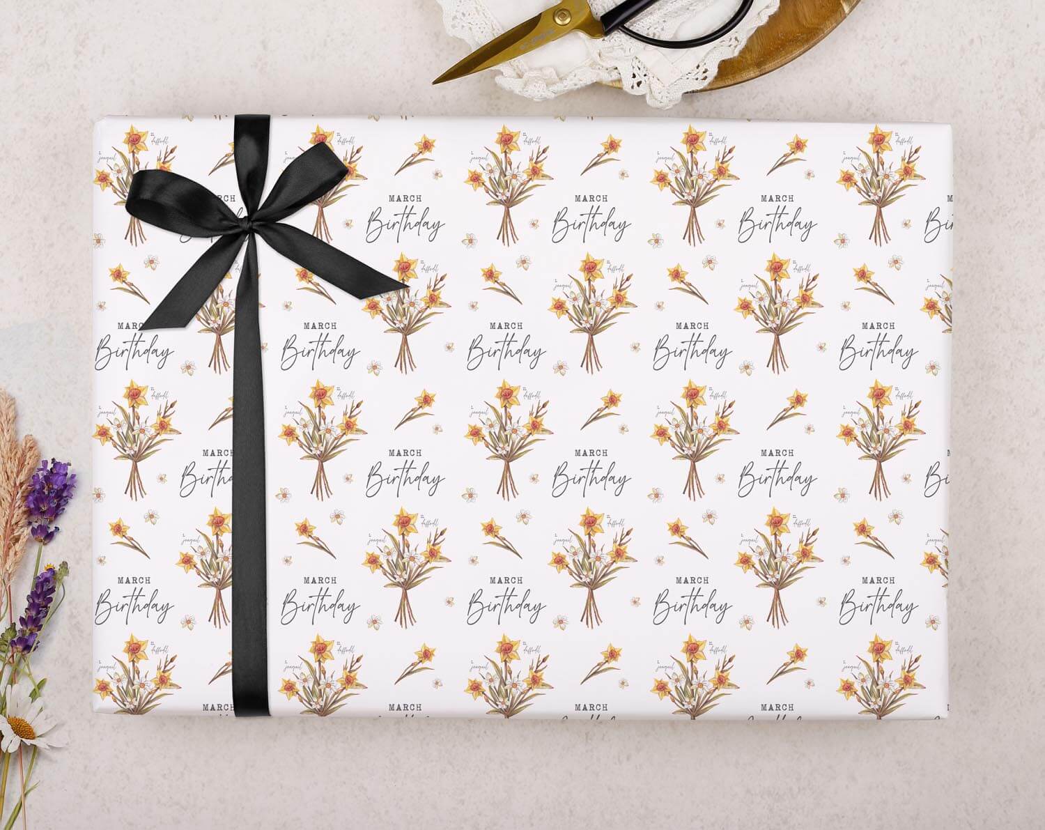 March Birthday Wrapping Paper. Wrapping Paper designed by Making Meadows
