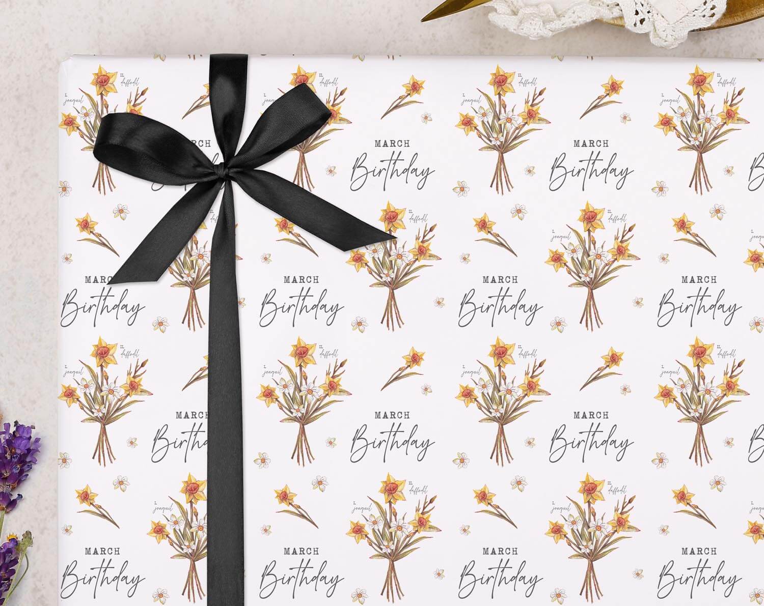 March Birthday Wrapping Paper. Wrapping Paper designed by Making Meadows