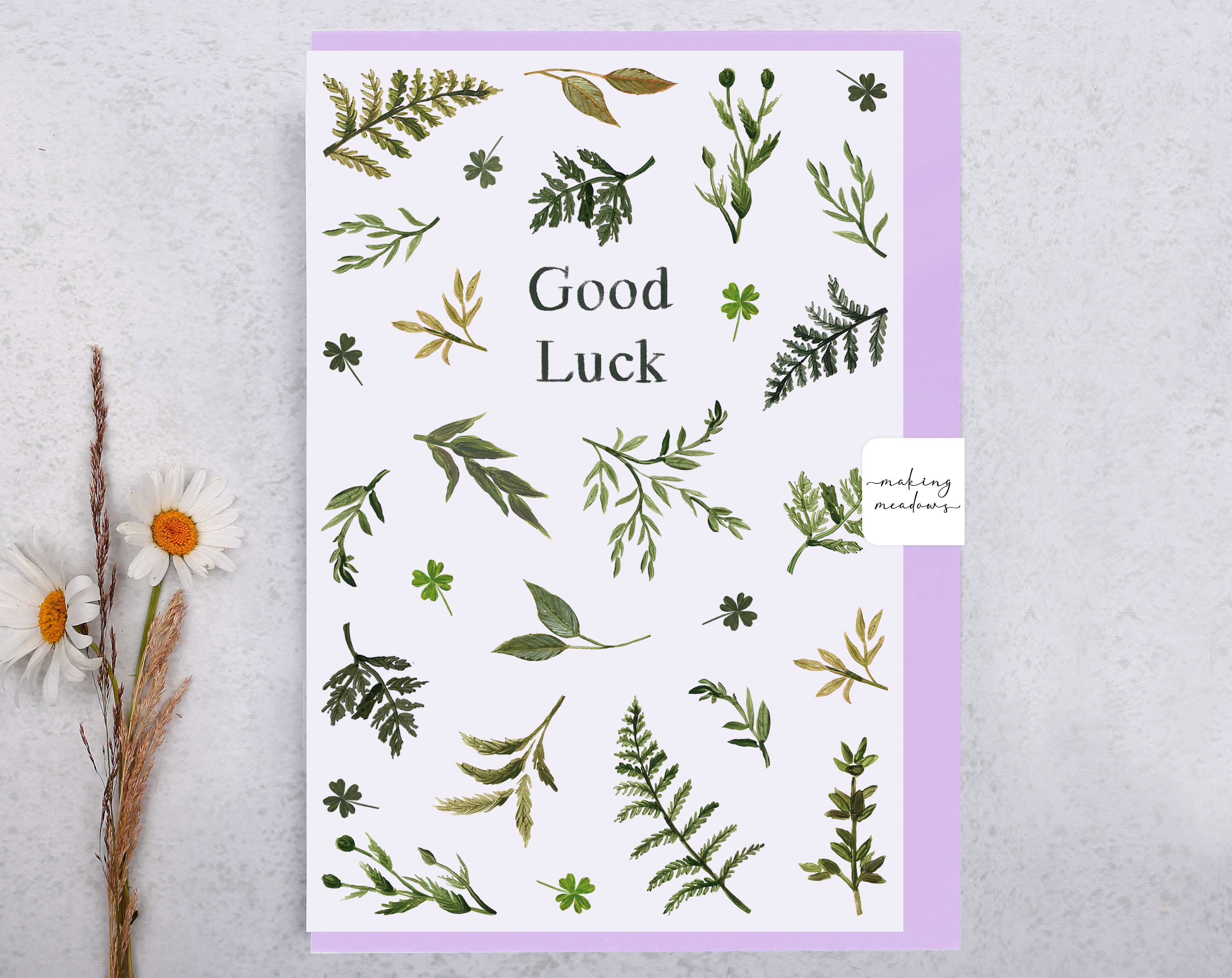 Meadow Flowers Good Luck Card. Greeting & Note Cards designed by Making Meadows