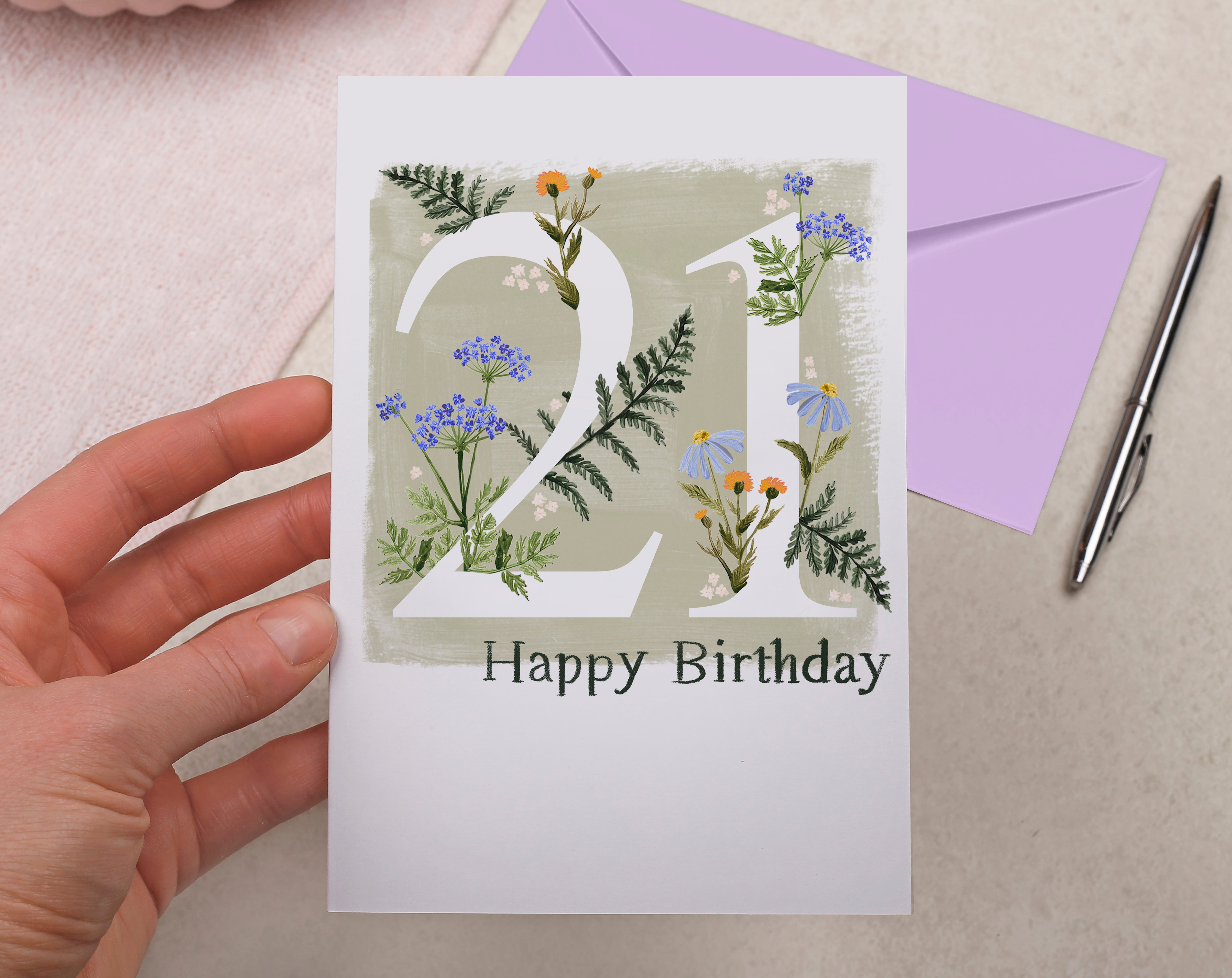 Meadow Flowers Happy 21st Birthday Card. Greeting & Note Cards designed by Making Meadows