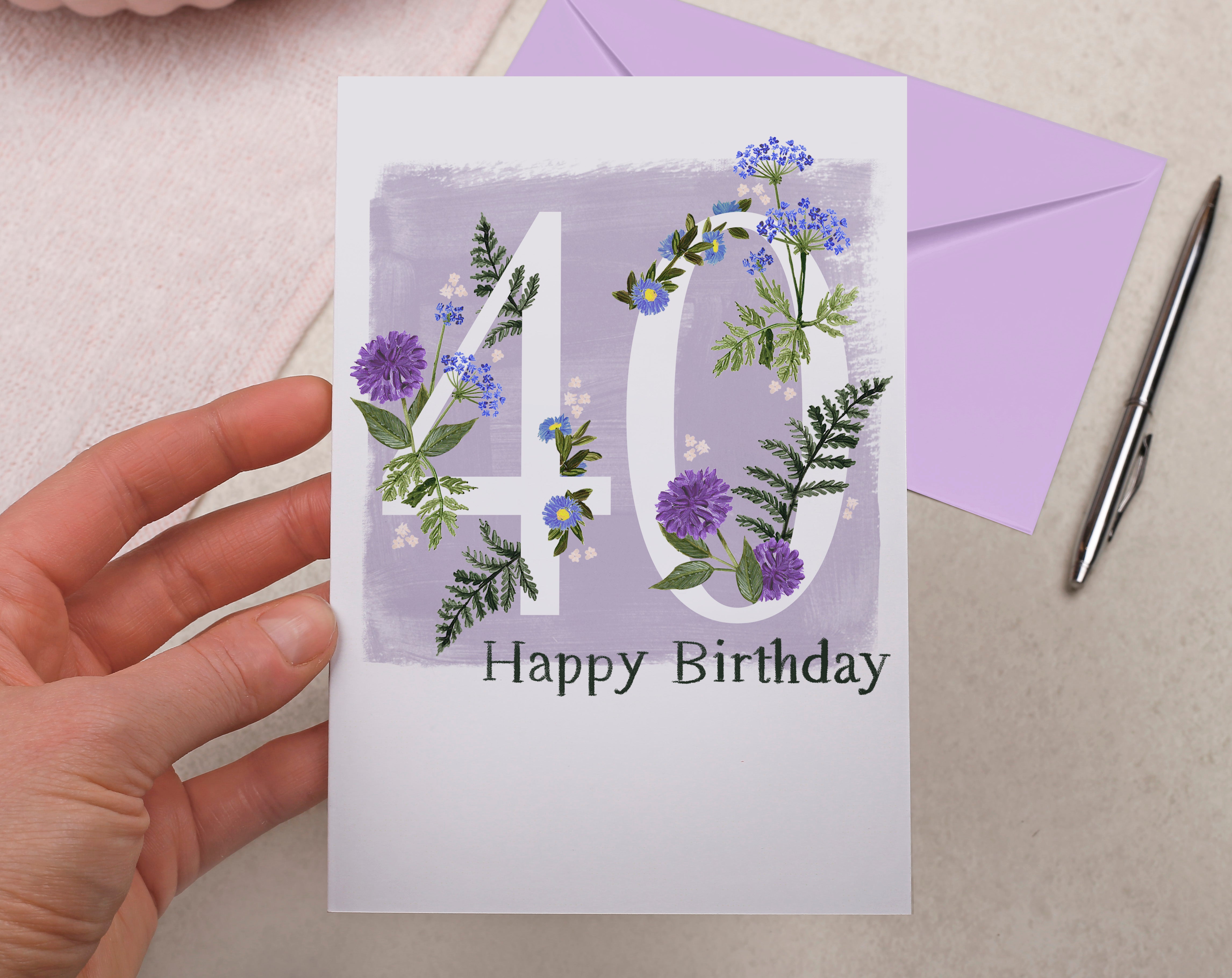 Meadow Flowers Happy 40th Birthday Card. Greeting & Note Cards designed by Making Meadows
