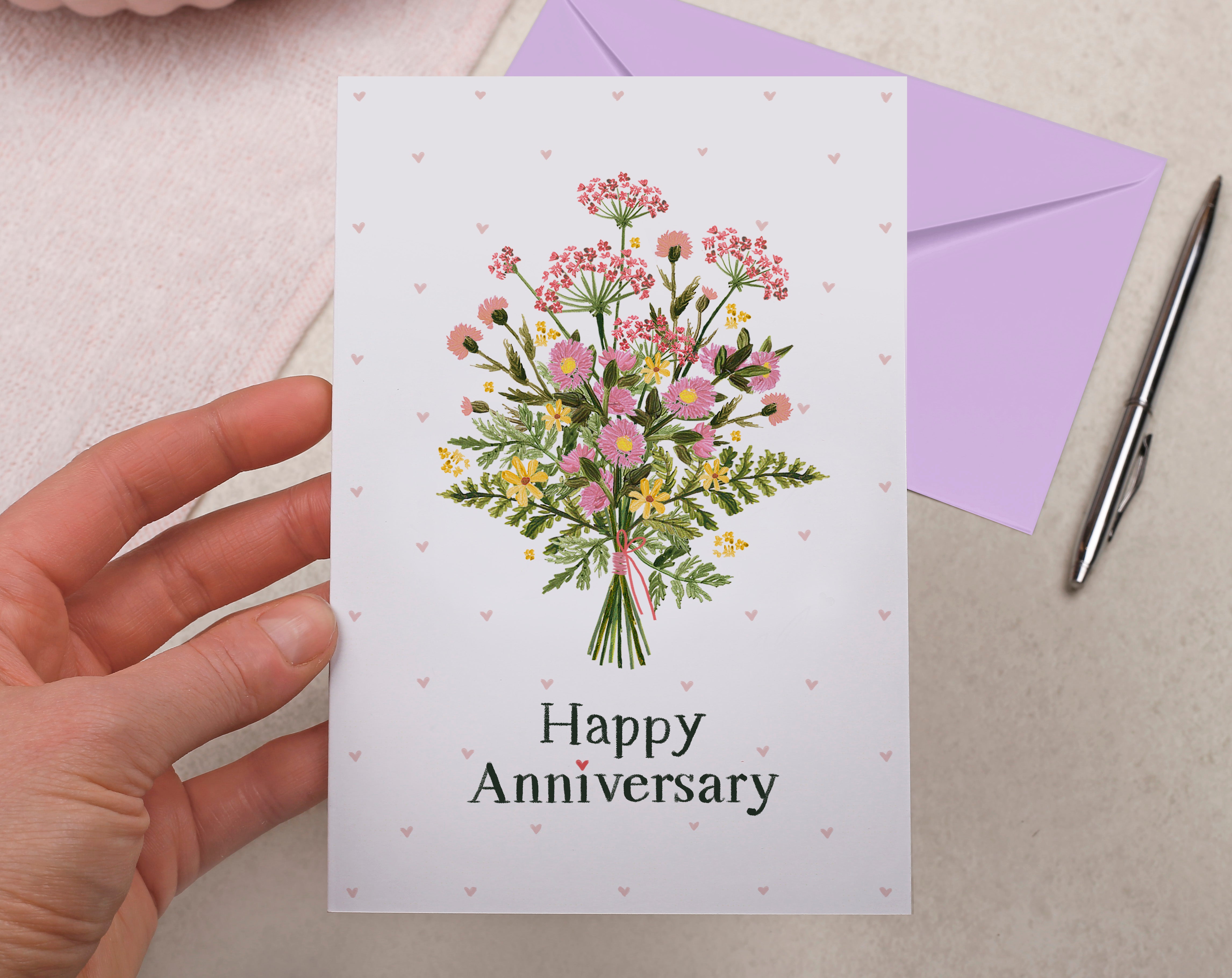 Meadow Flowers Happy Anniversary Card. Greeting & Note Cards designed by Making Meadows