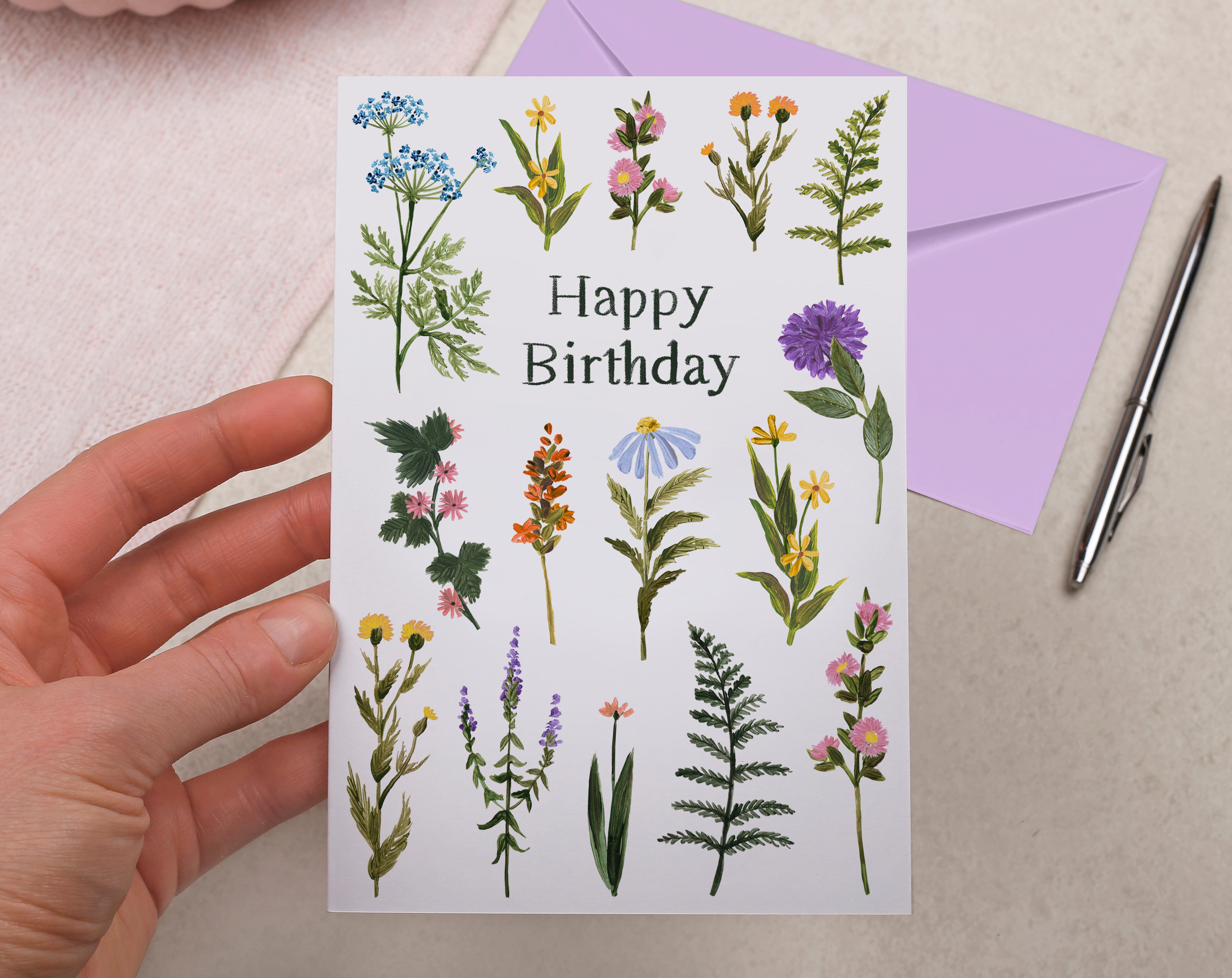 Meadow Flowers Happy Birthday Card. Greeting & Note Cards designed by Making Meadows