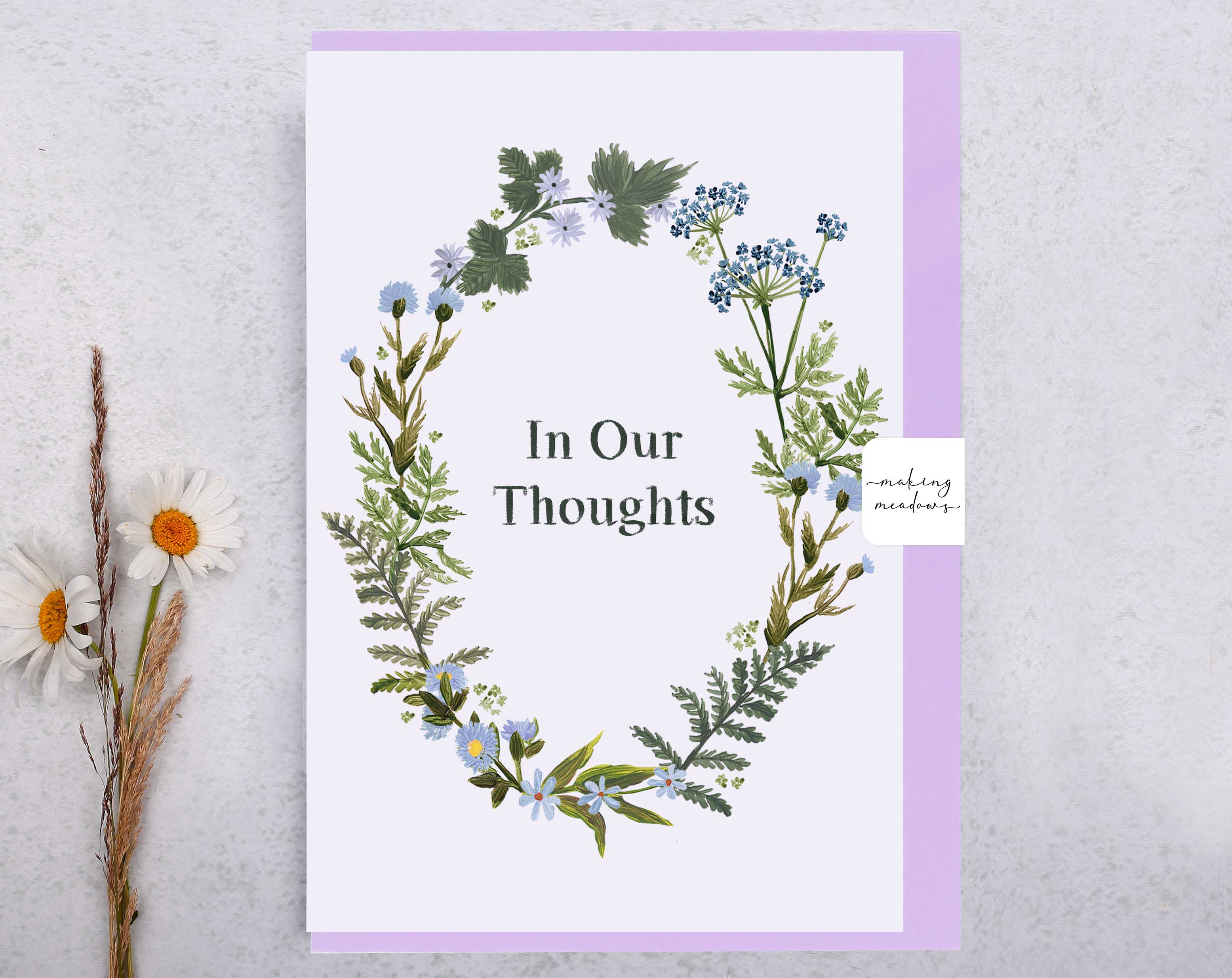 Meadow Flowers In Our Thoughts Card. Greeting & Note Cards designed by Making Meadows