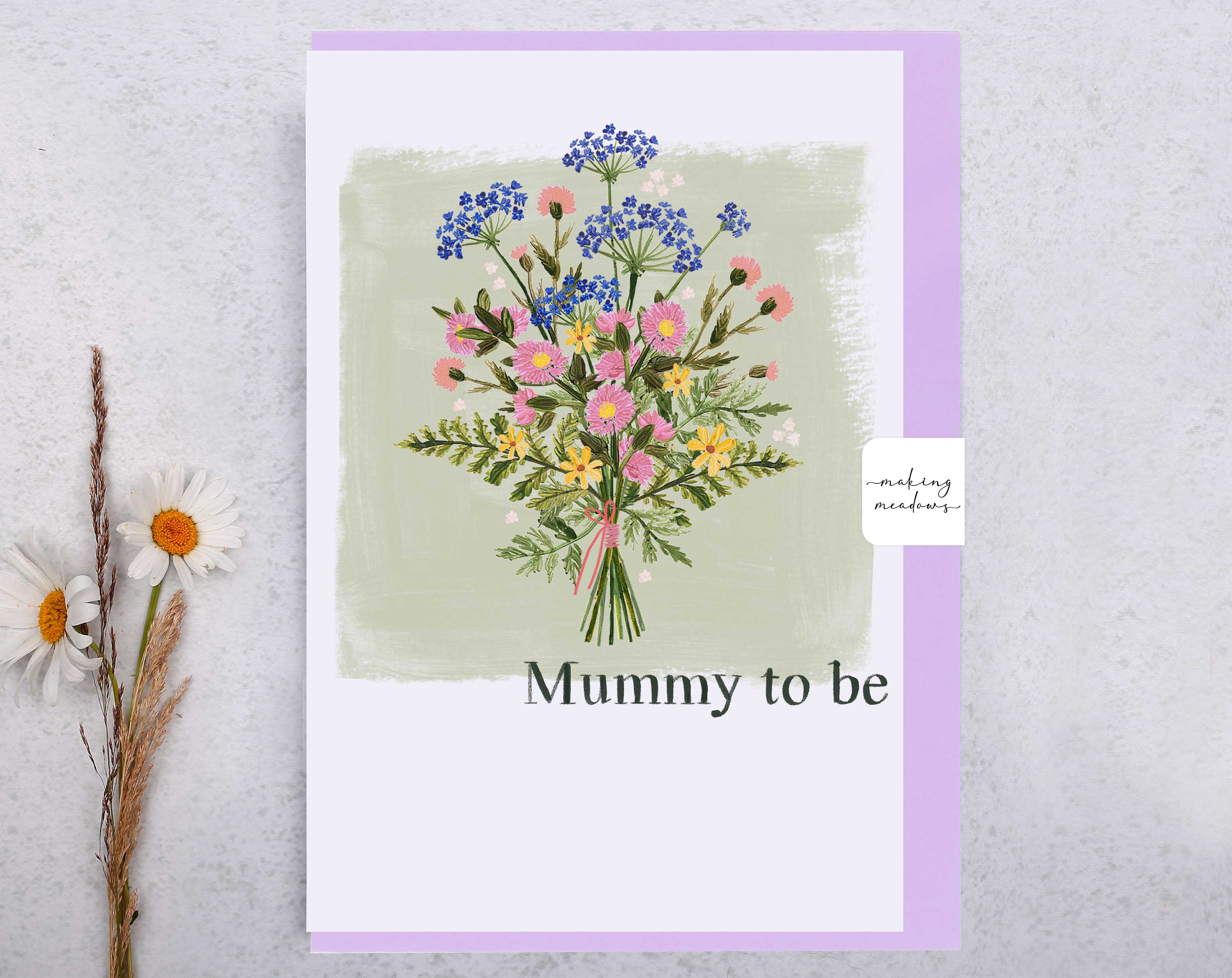 Meadow Flowers Mummy To Be Card. Greeting & Note Cards designed by Making Meadows