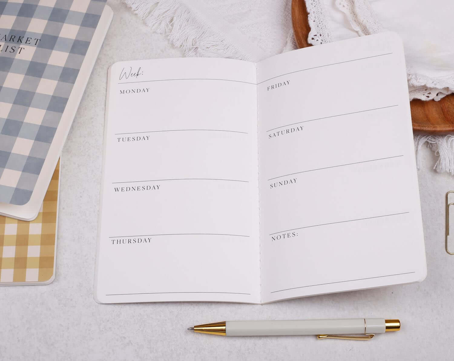 Meal Planner, Recipe Ideas & Market List Gingham Notebook Set. Stationery designed by Making Meadows