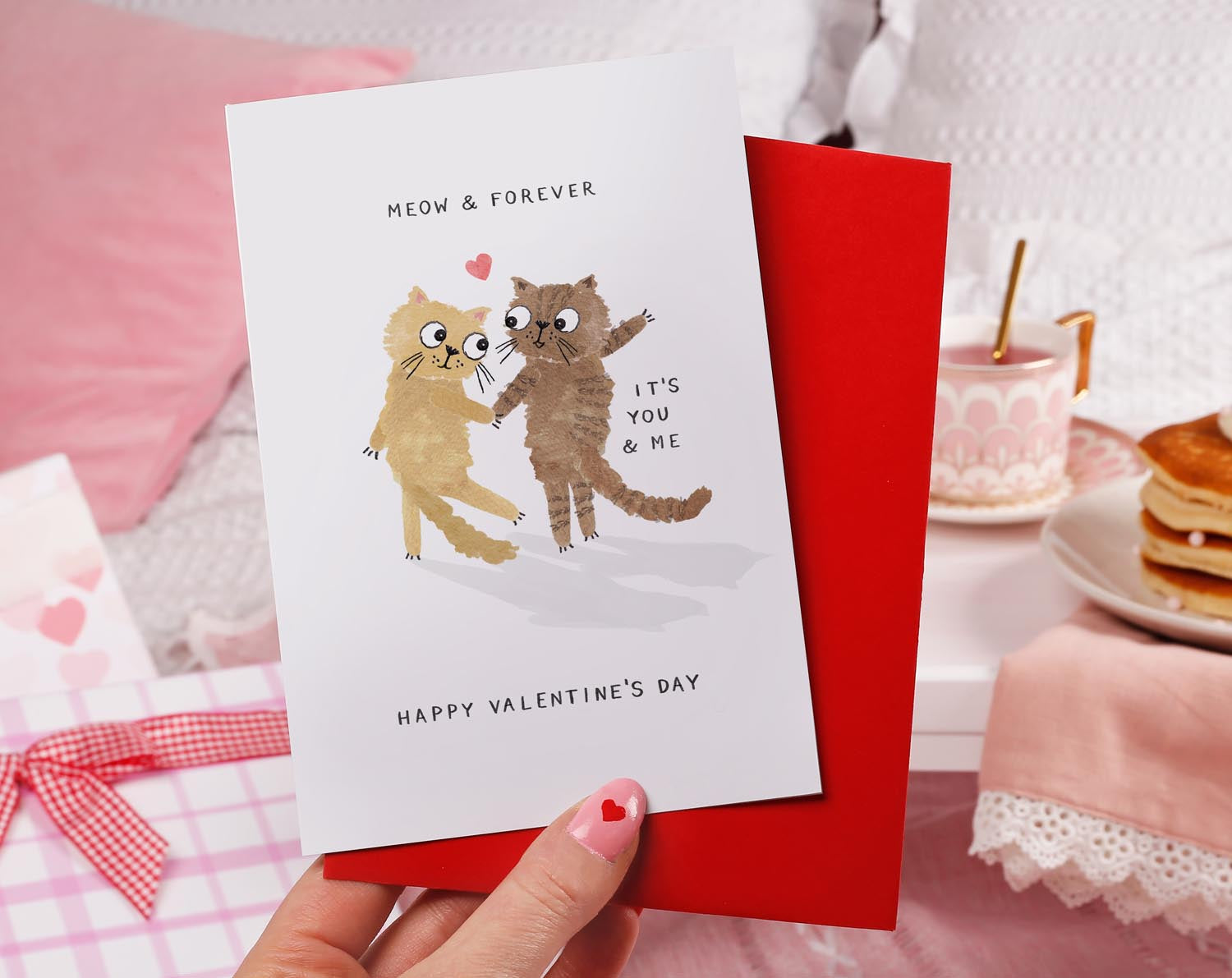 Meow & Forever, Cat Valentine Card. Greeting & Note Cards designed by Making Meadows
