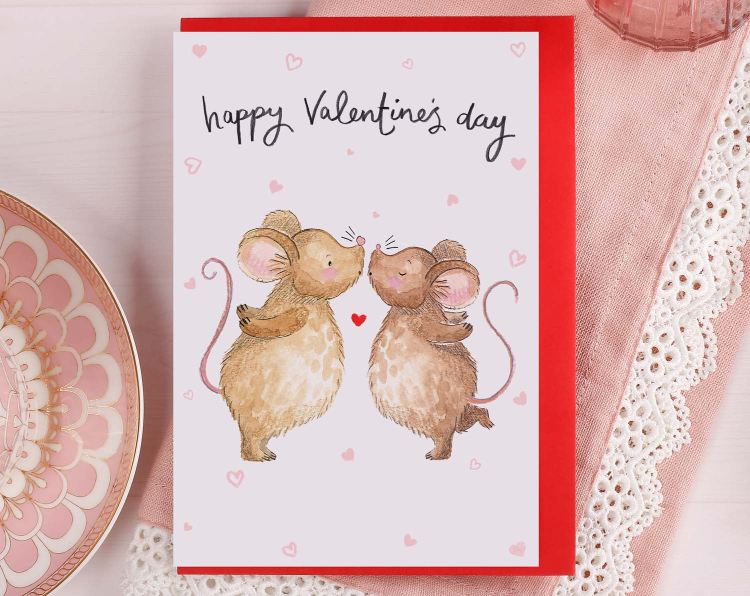 Mice Kissing Valentine Card. Greeting & Note Cards designed by Making Meadows