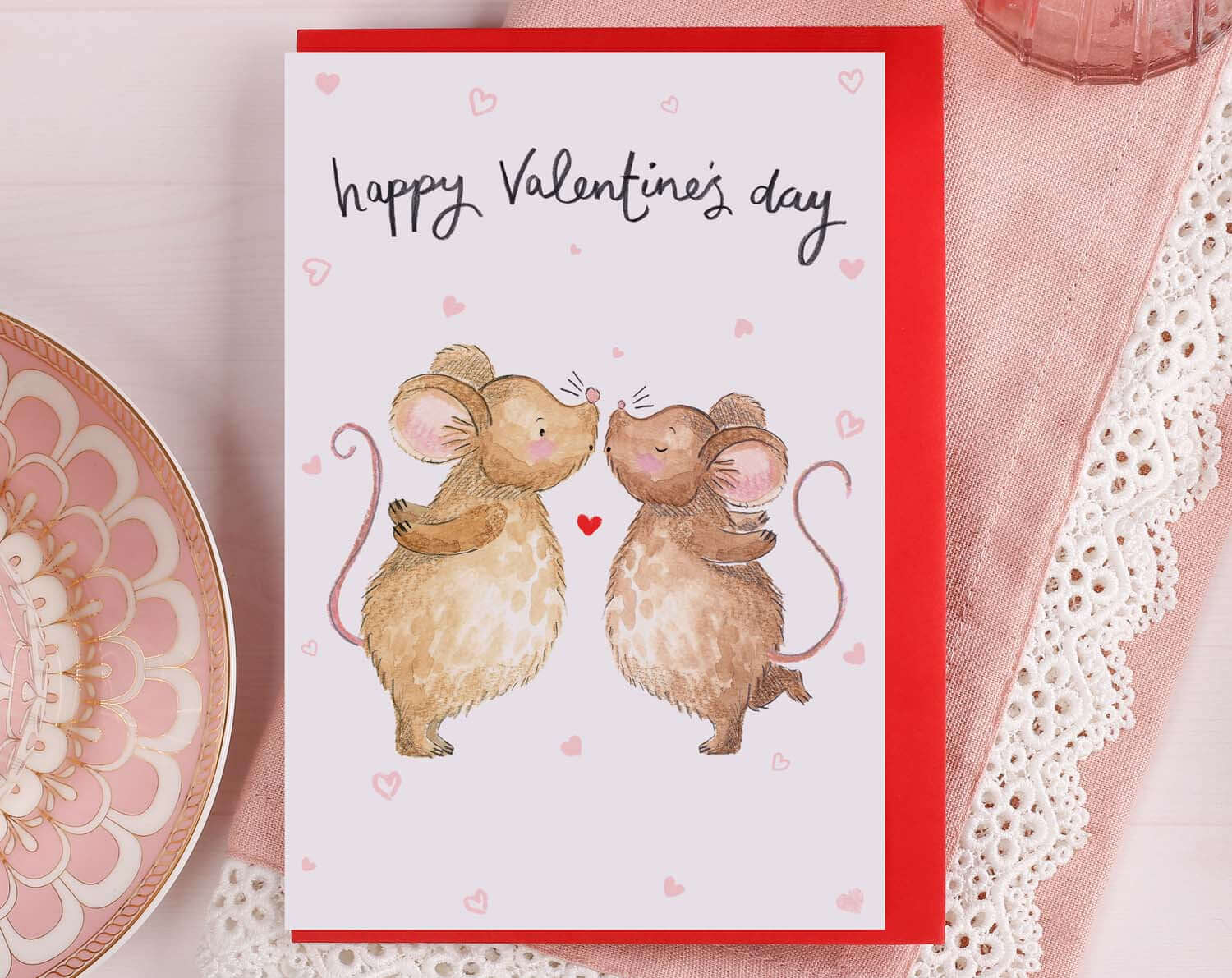 Mice Kissing Valentine Card. Greeting & Note Cards designed by Making Meadows