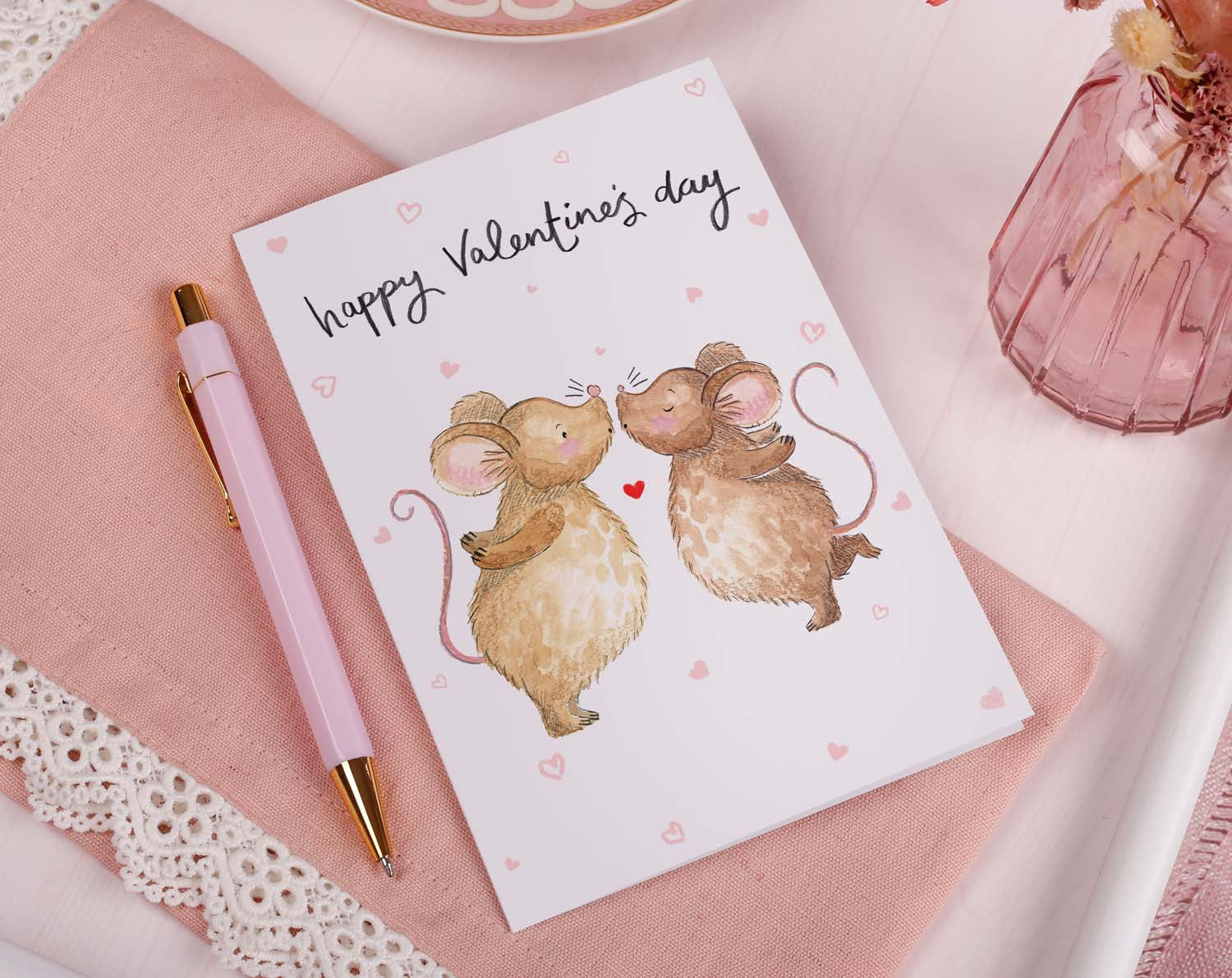 Mice Kissing Valentine Card. Greeting & Note Cards designed by Making Meadows