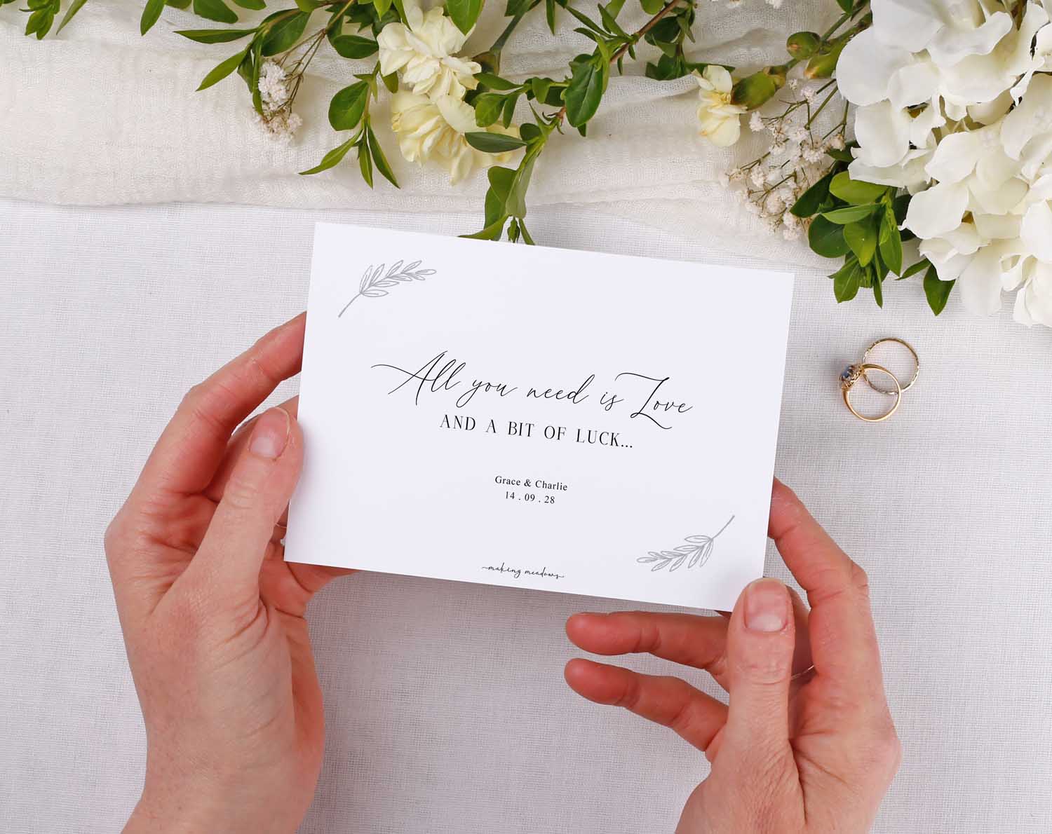 Minimalist Scratch Card Envelopes with a romantic quote for wedding favours and personalization.