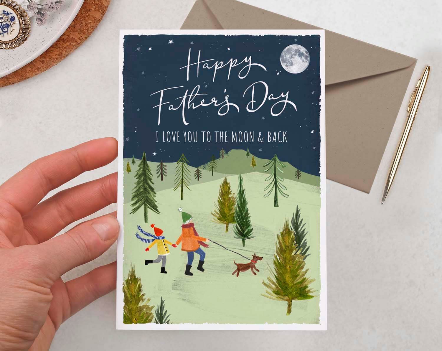 Moon & Back Father's Day Card. Greeting & Note Cards designed by Making Meadows