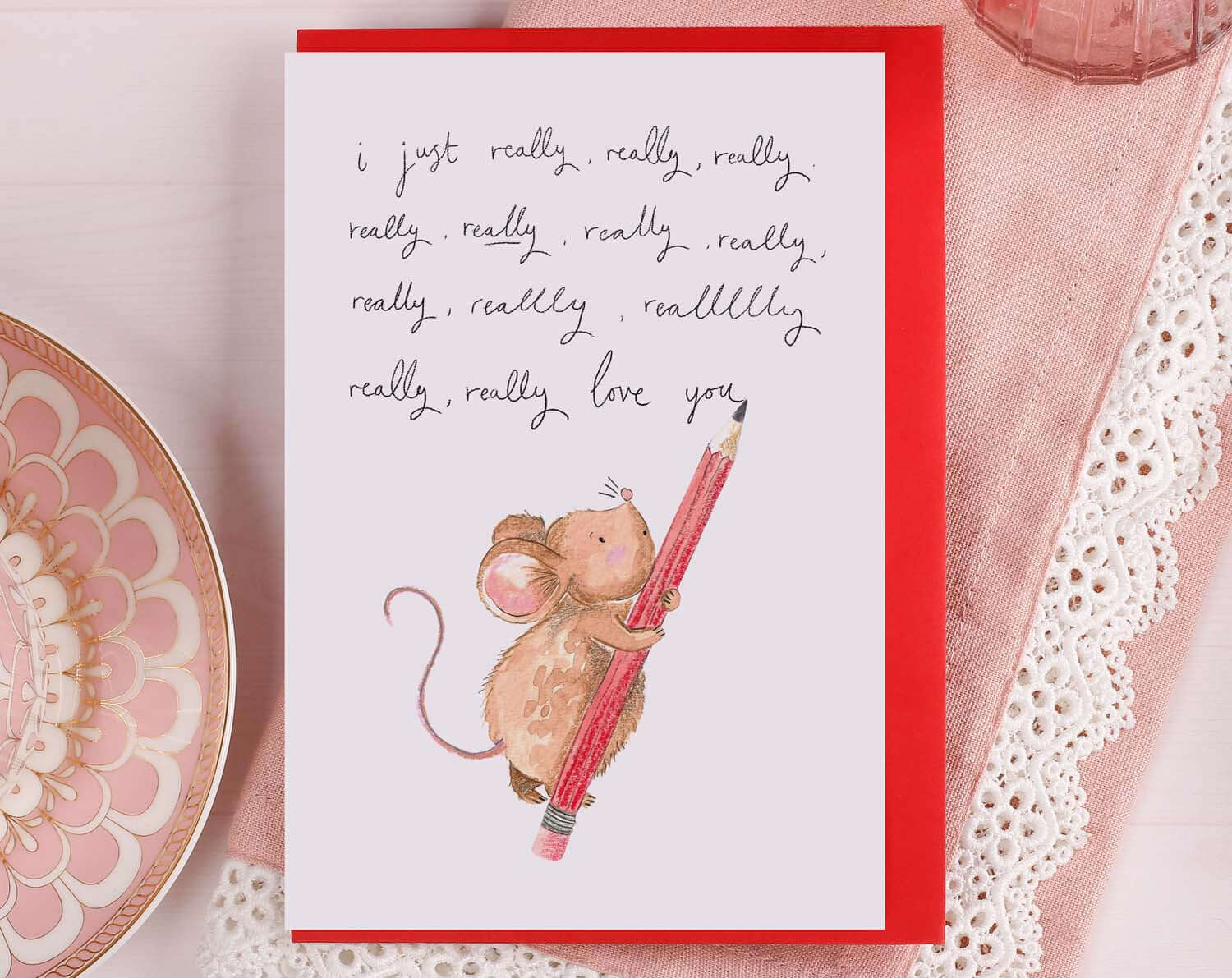 Mouse I Really Really Love You Card. Greeting & Note Cards designed by Making Meadows