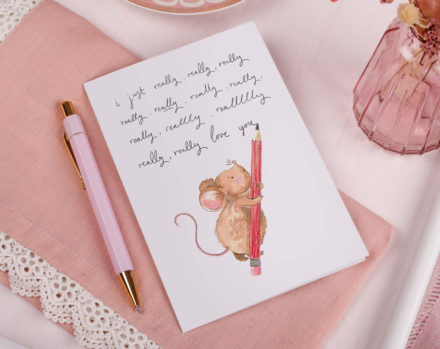 Mouse I Really Really Love You Card. Greeting & Note Cards designed by Making Meadows
