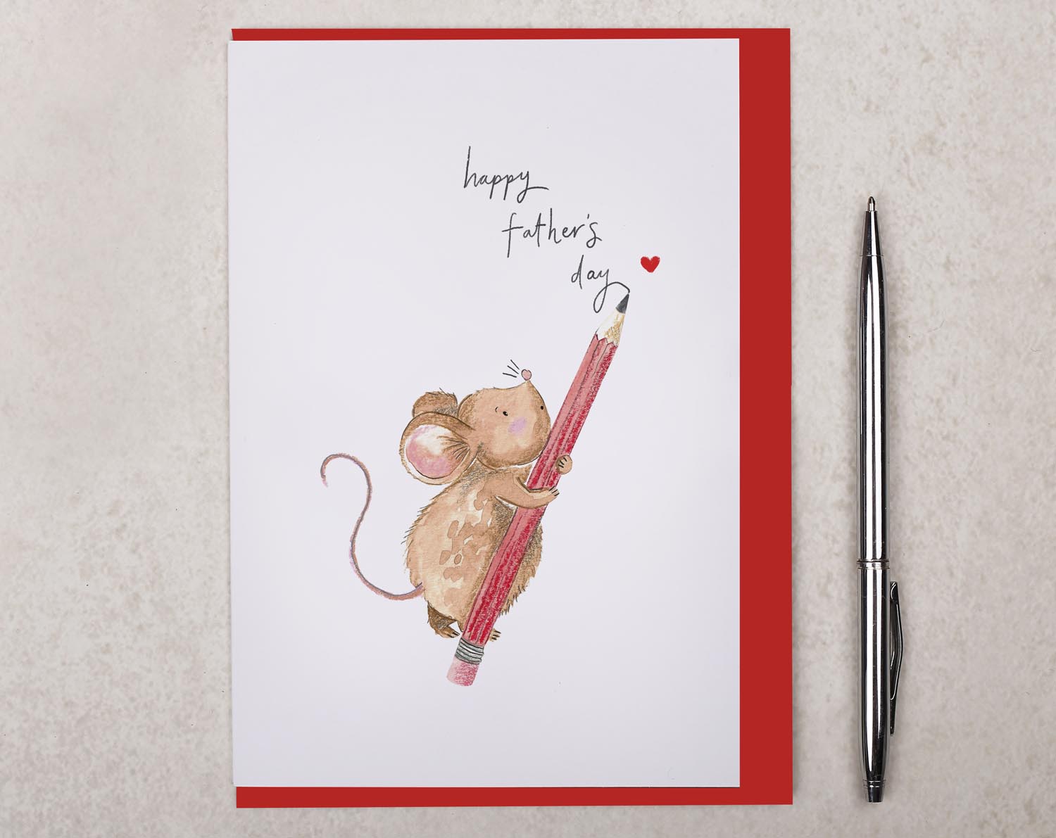 Mouse With Pencil Father's Day Card. Greeting & Note Cards designed by Making Meadows