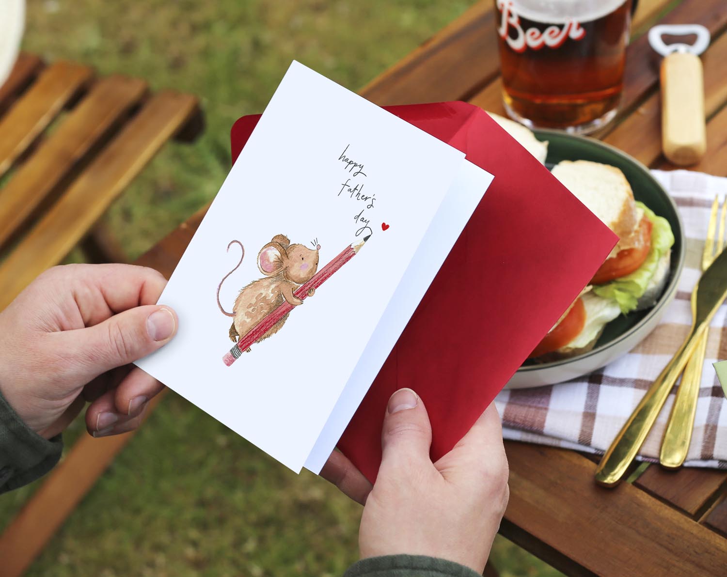 Mouse With Pencil Father's Day Card. Greeting & Note Cards designed by Making Meadows