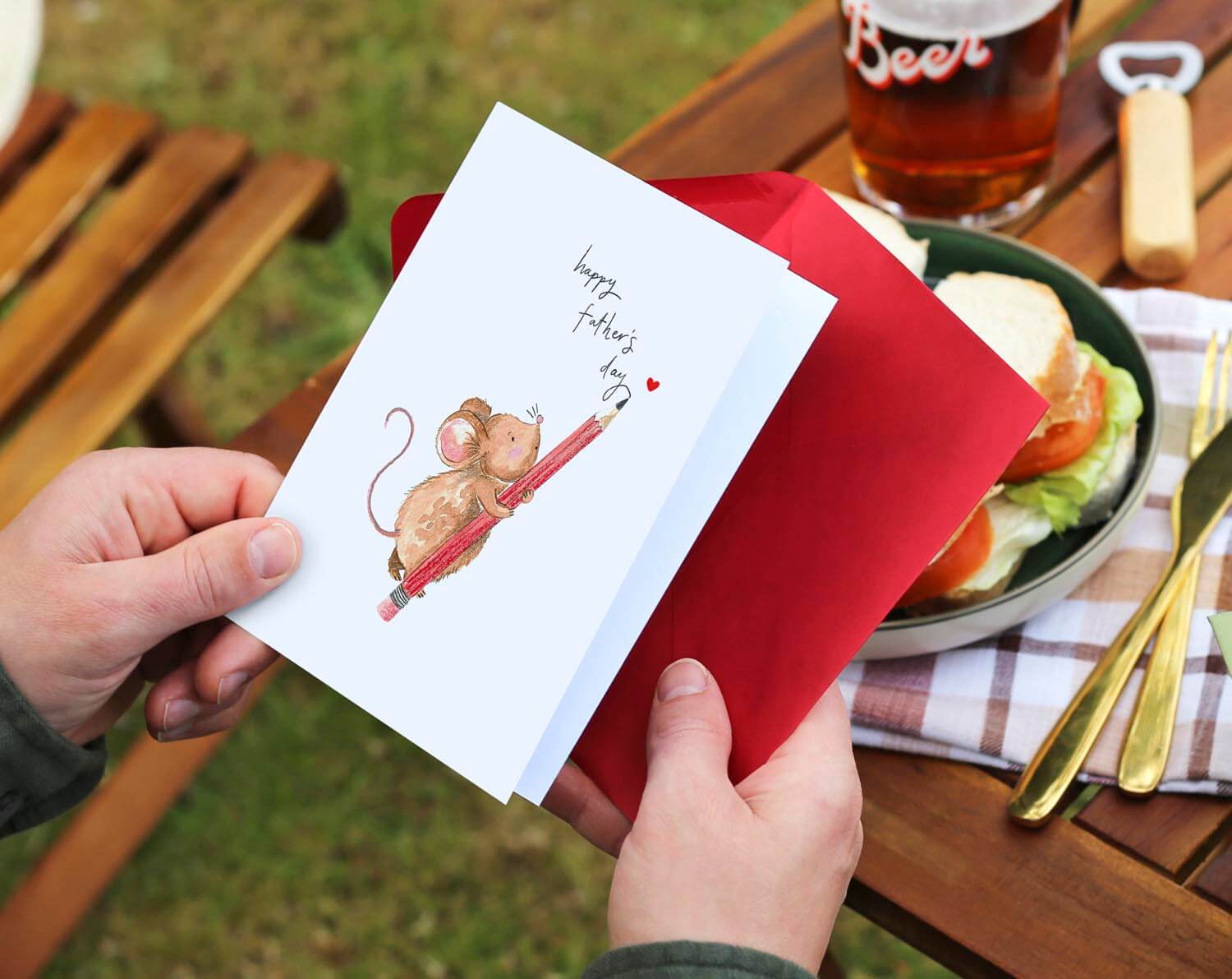 Mouse With Pencil Father's Day Card. Greeting & Note Cards designed by Making Meadows